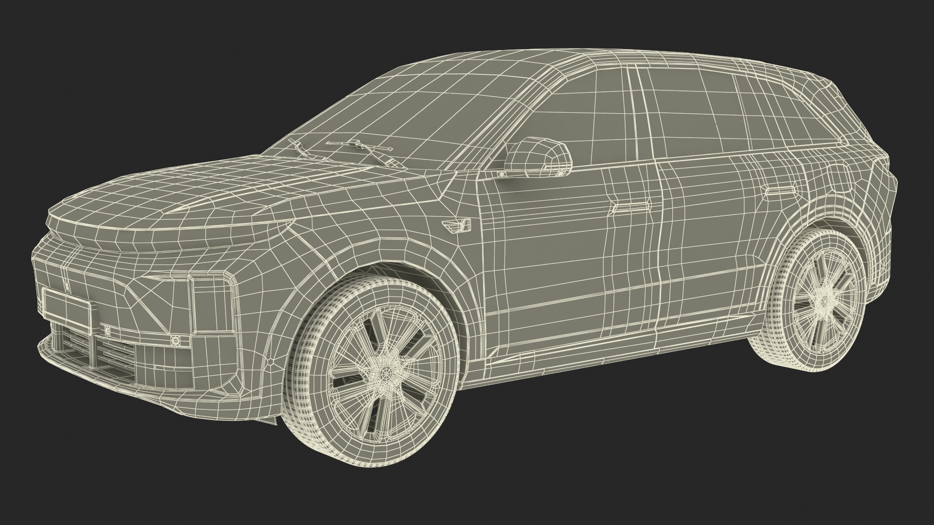 3D model Hybrid SUV Crystal White Simplified