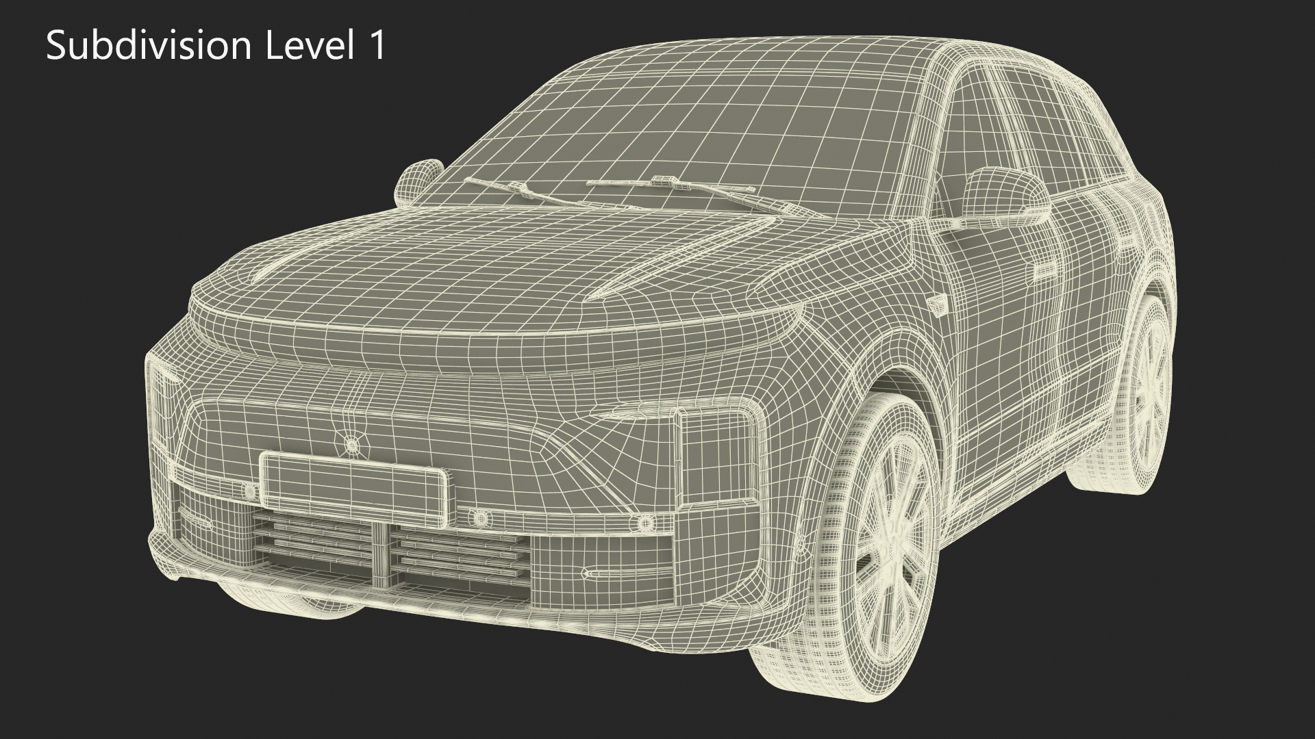 3D model Hybrid SUV Crystal White Simplified