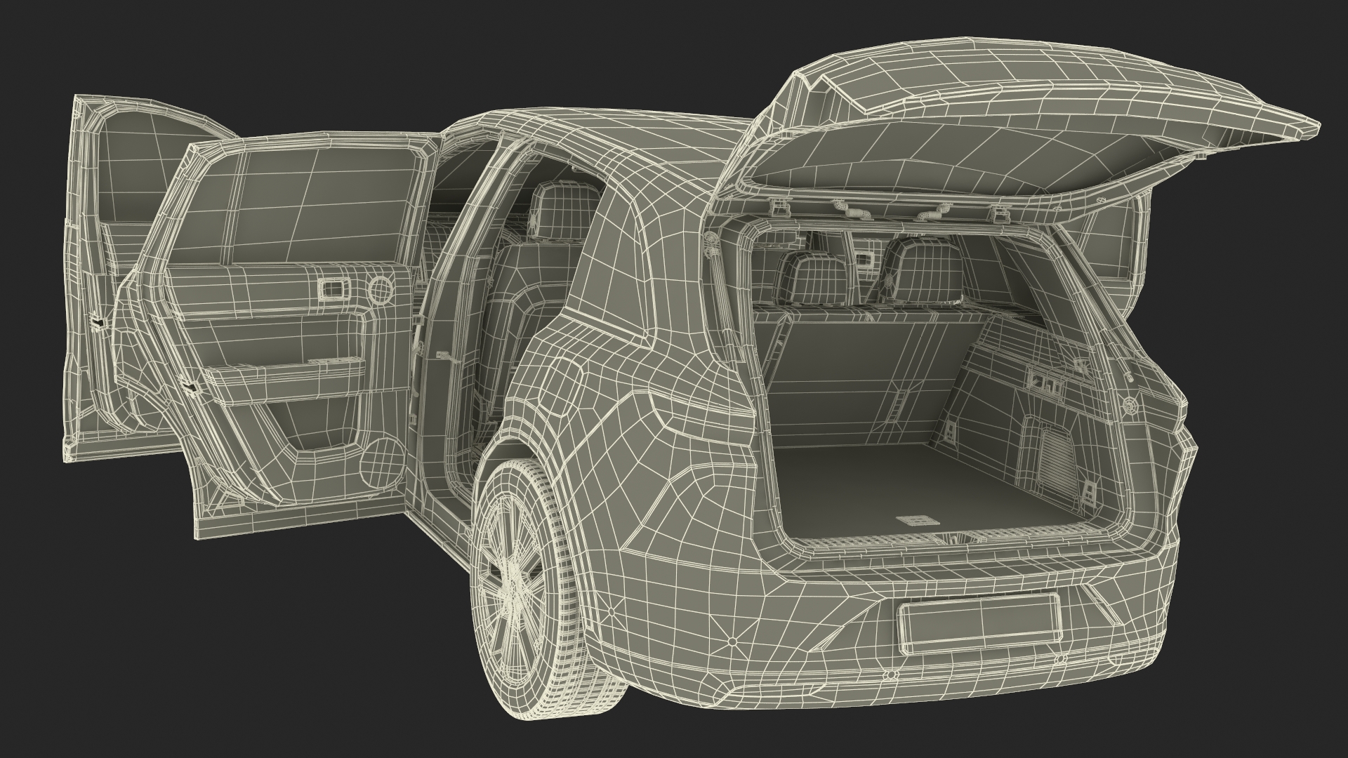 3D model Hybrid SUV Crystal White Simplified