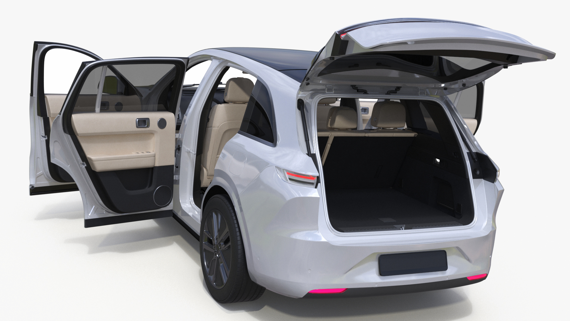 3D model Hybrid SUV Crystal White Simplified