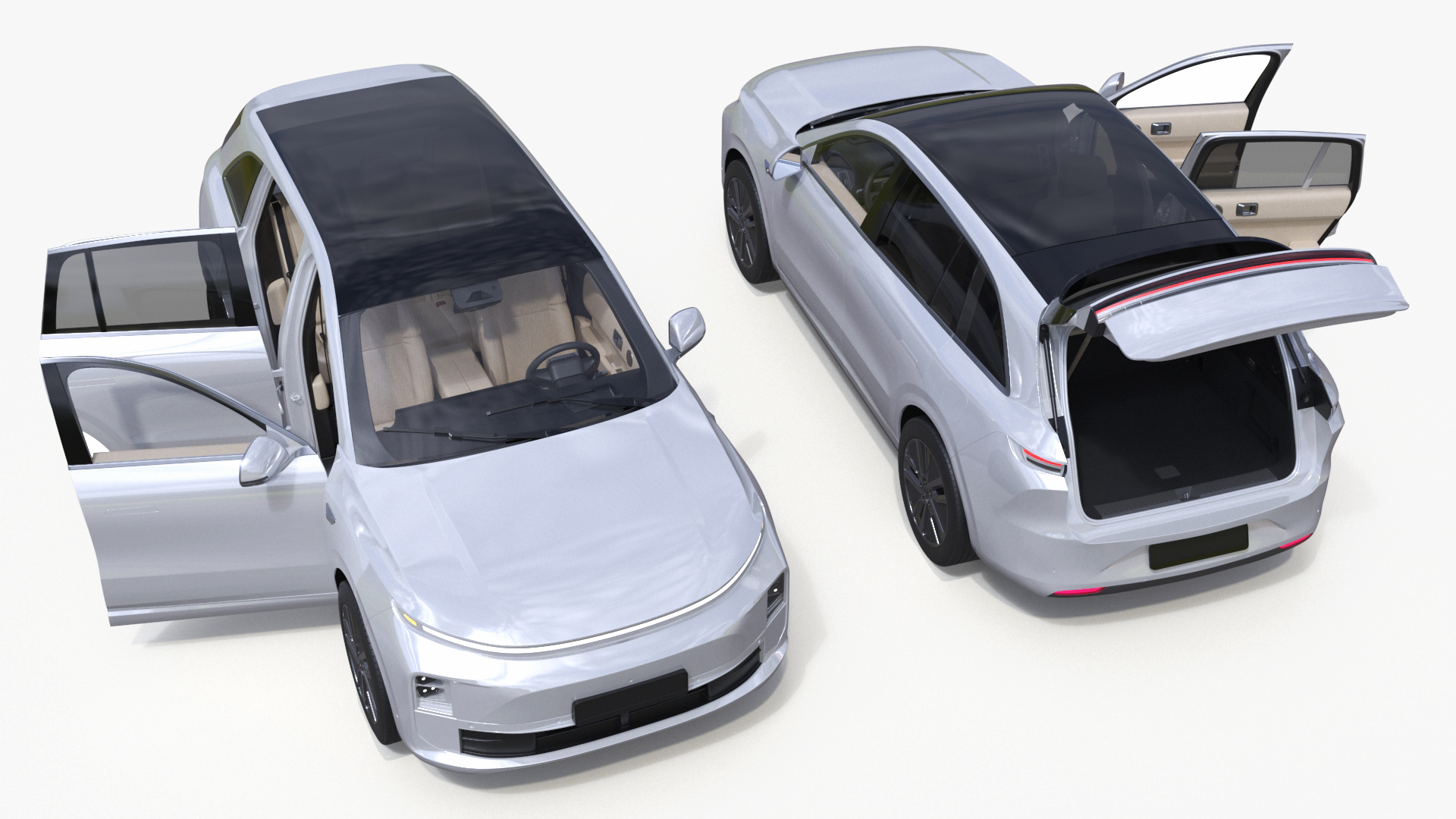 3D model Hybrid SUV Crystal White Simplified