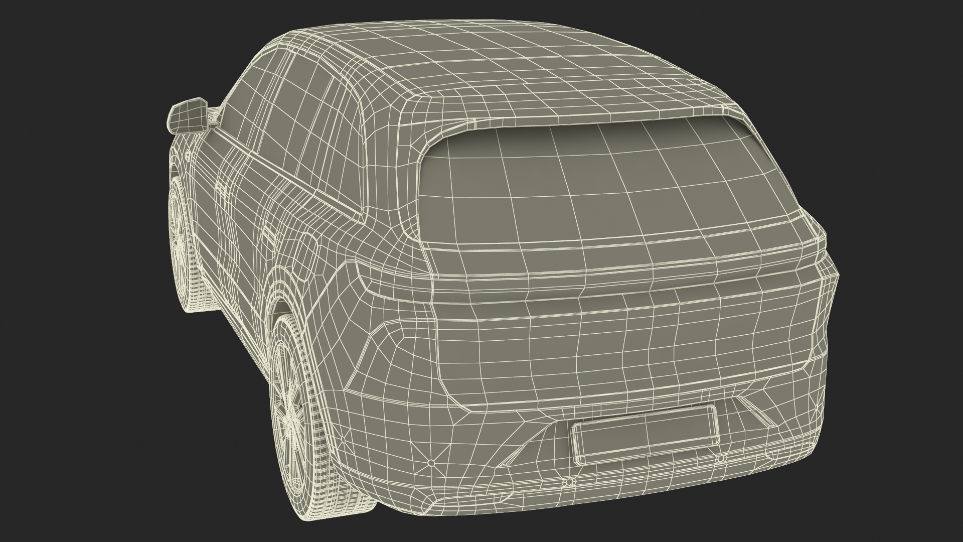 3D model Hybrid SUV Crystal White Simplified