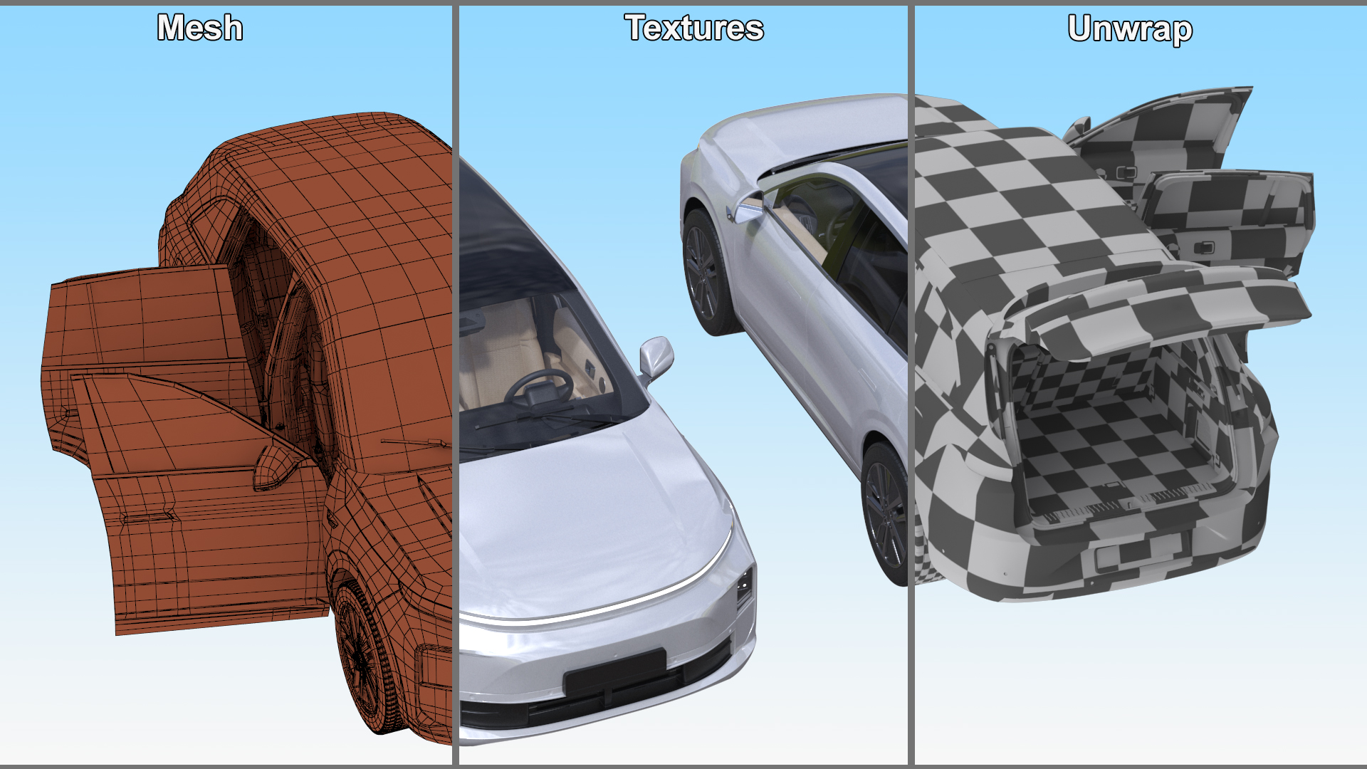 3D model Hybrid SUV Crystal White Simplified