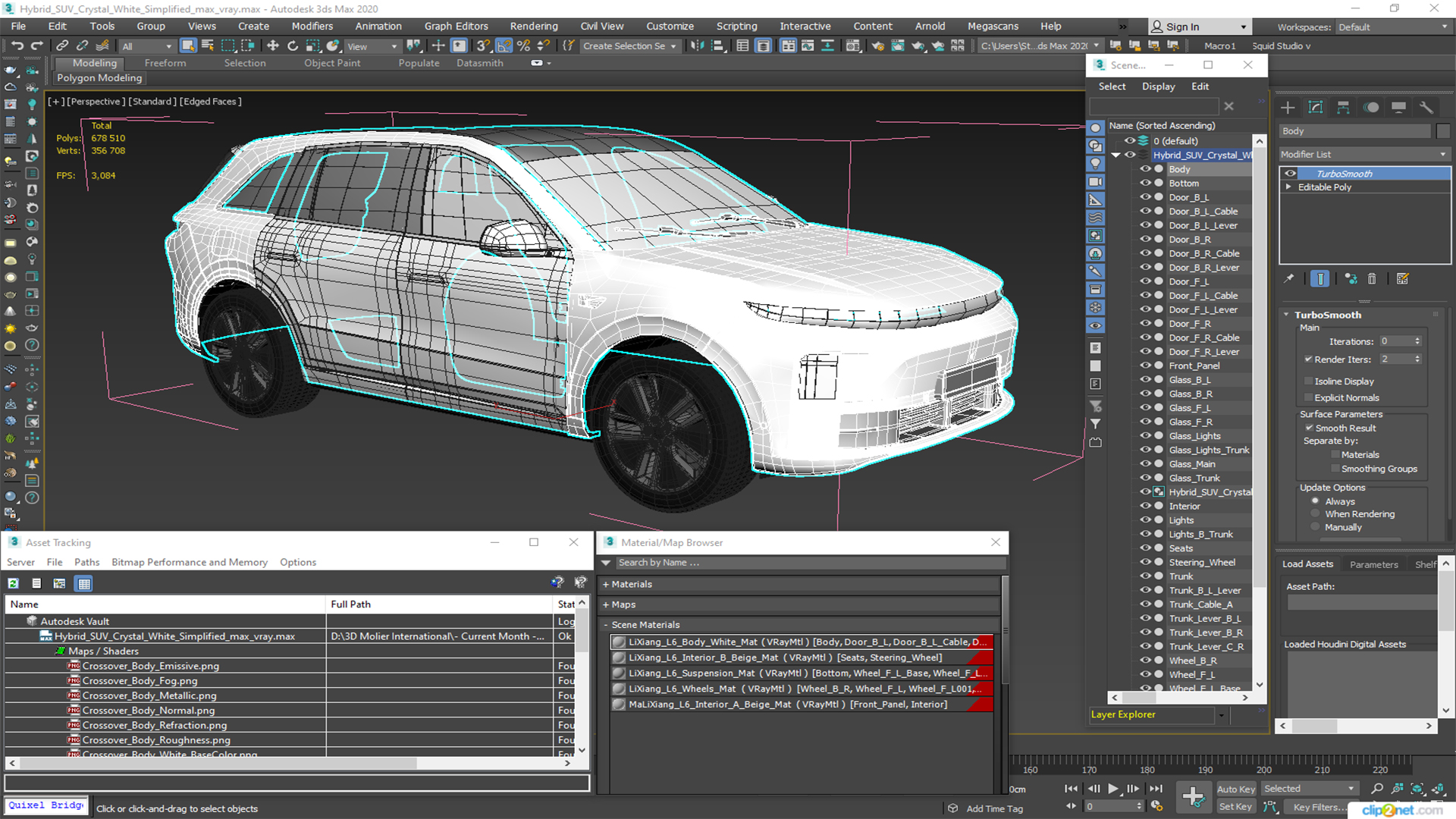 3D model Hybrid SUV Crystal White Simplified