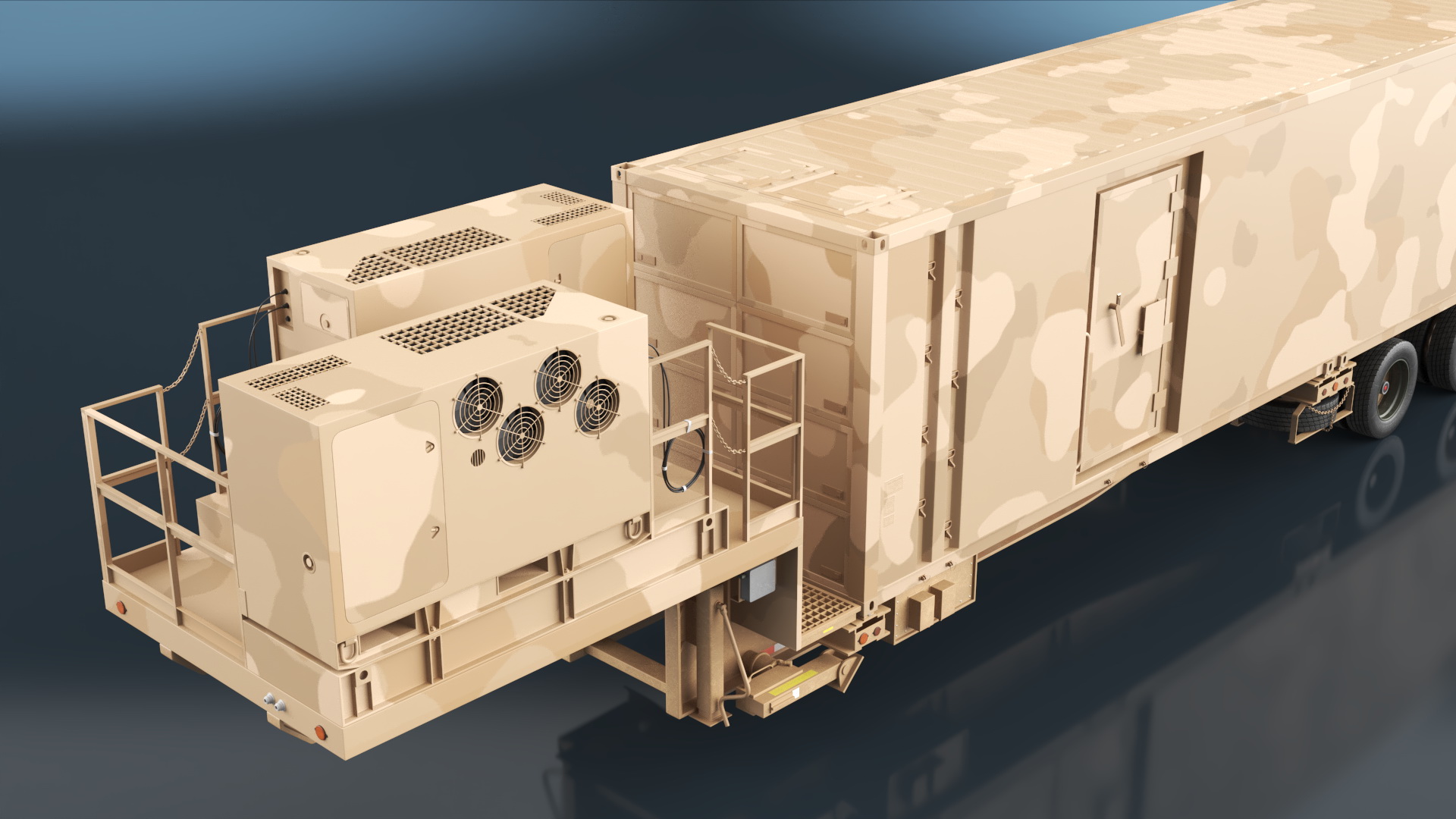 Military Battery Control Center Sand Camouflage 3D