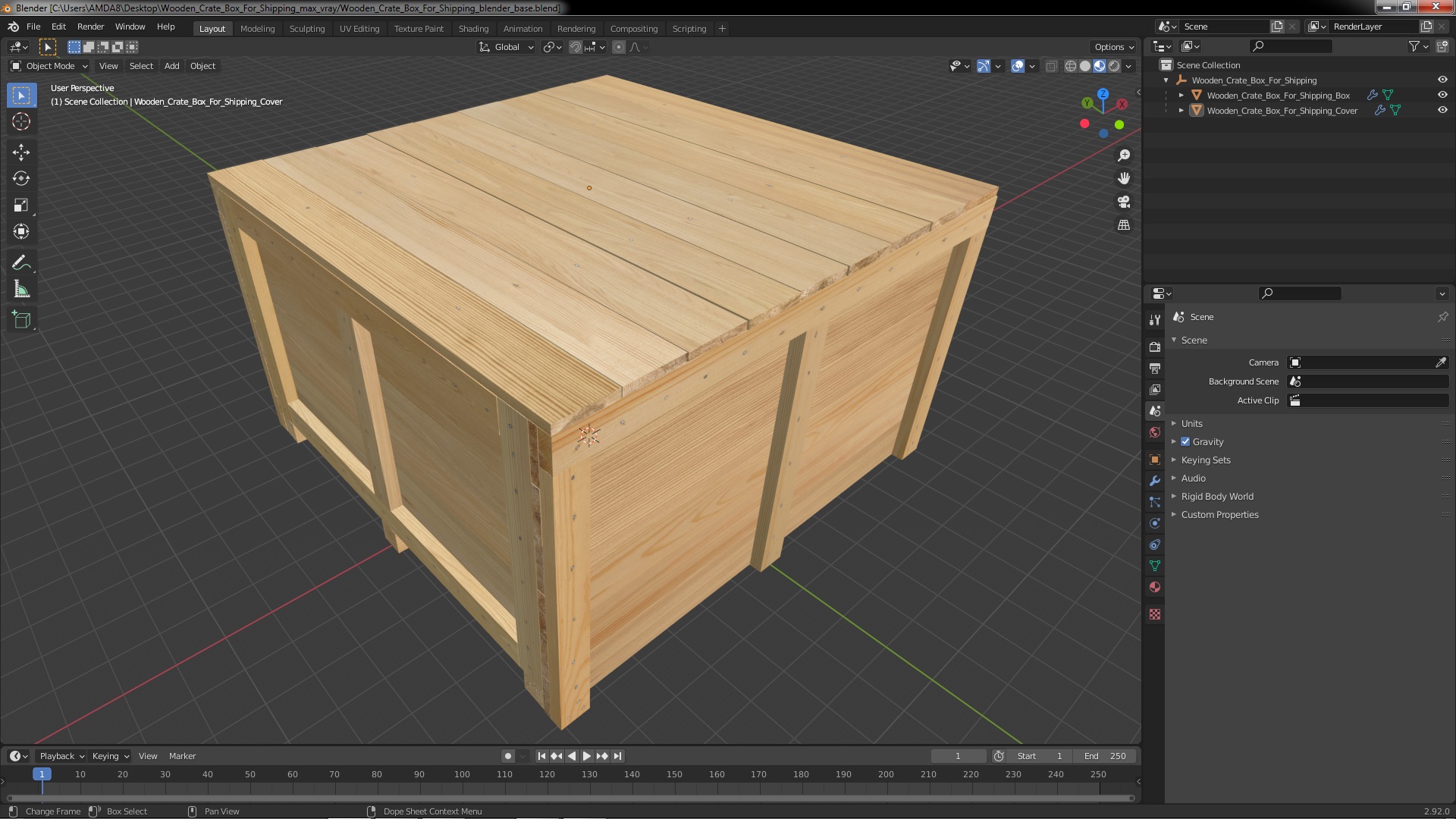 Wooden Crate Box For Shipping 3D model