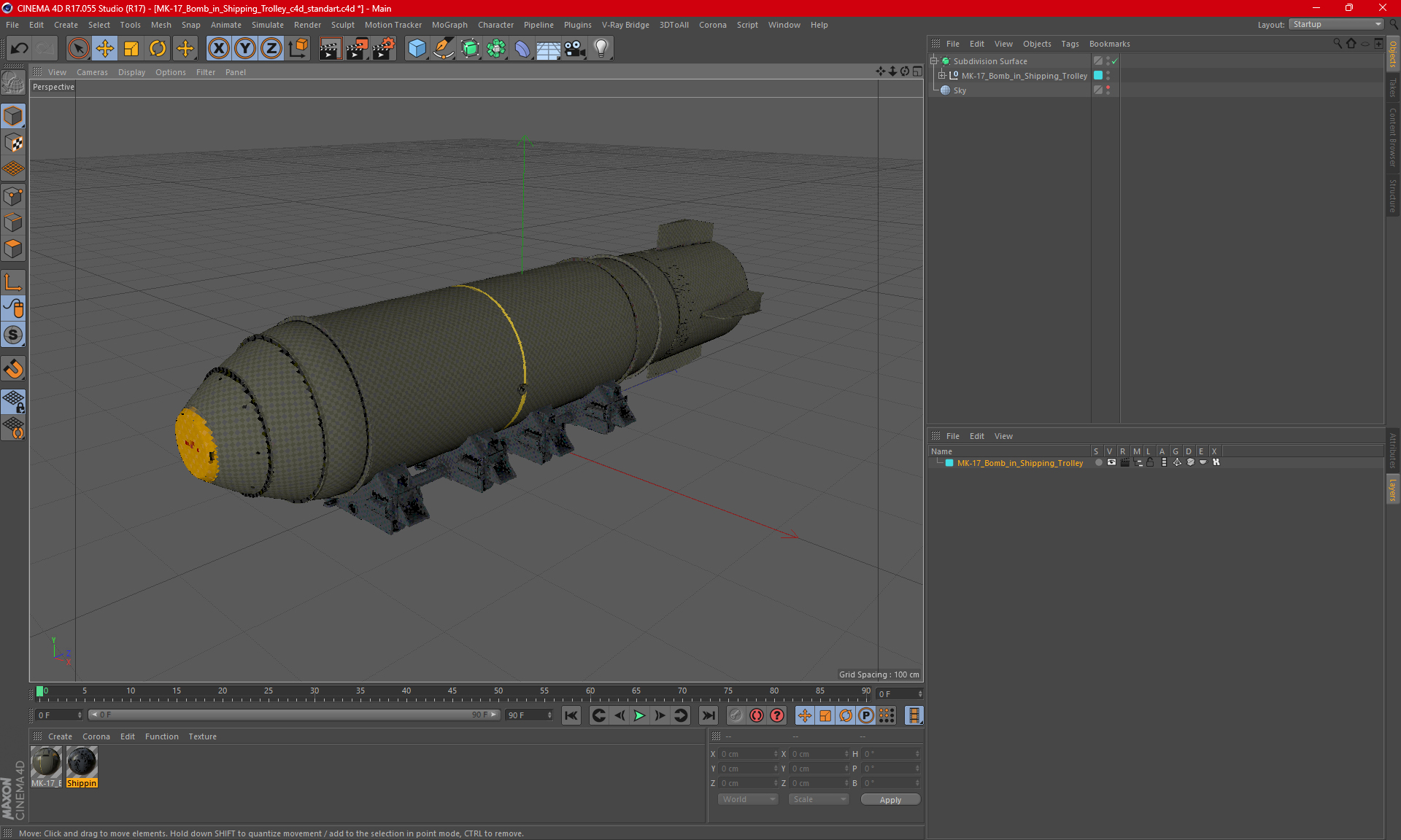 3D model MK-17 Bomb in Shipping Trolley