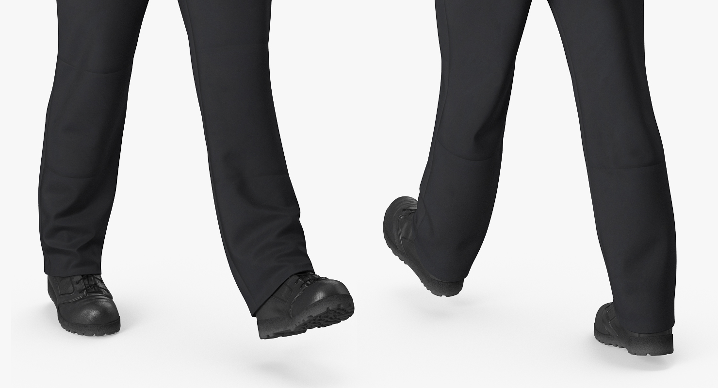 3D model Construction Worker Black Overalls with Hardhat Walking Pose