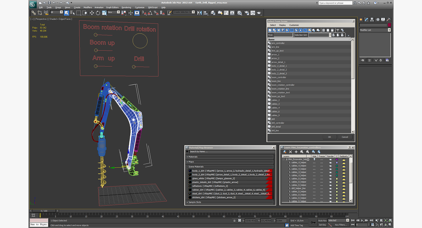 3D Earth Drill Rigged model