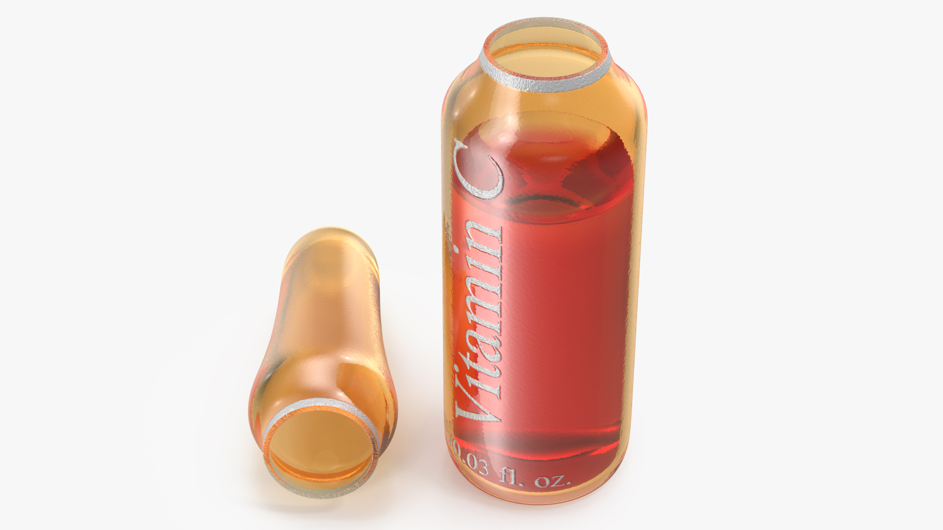 3D Ascorbic Acid 1ml Amber Ampoule Opened model