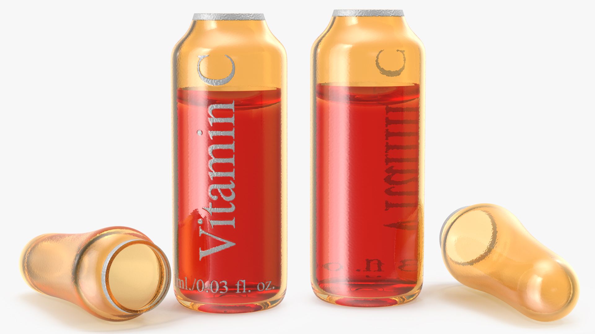 3D Ascorbic Acid 1ml Amber Ampoule Opened model