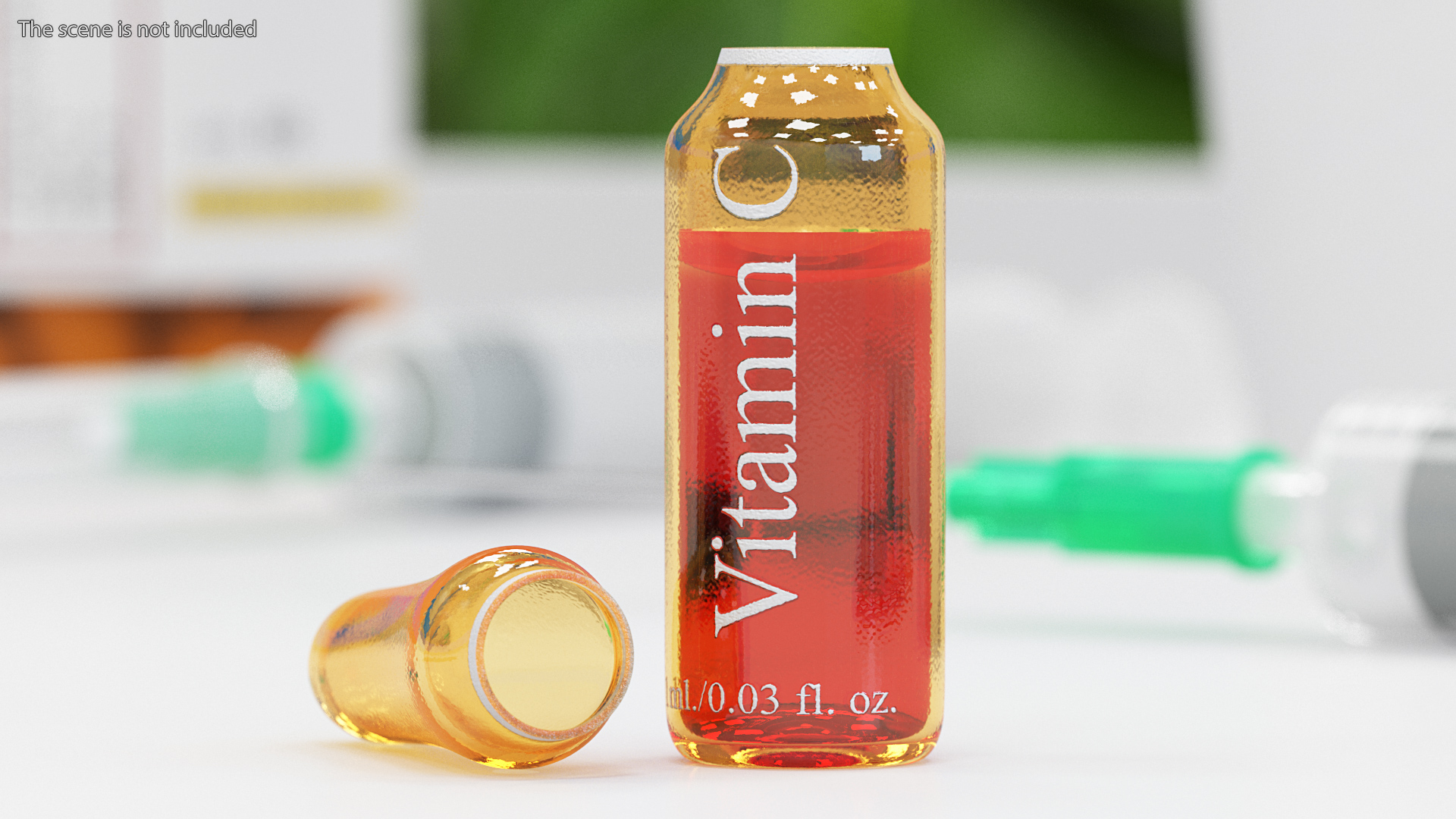 3D Ascorbic Acid 1ml Amber Ampoule Opened model
