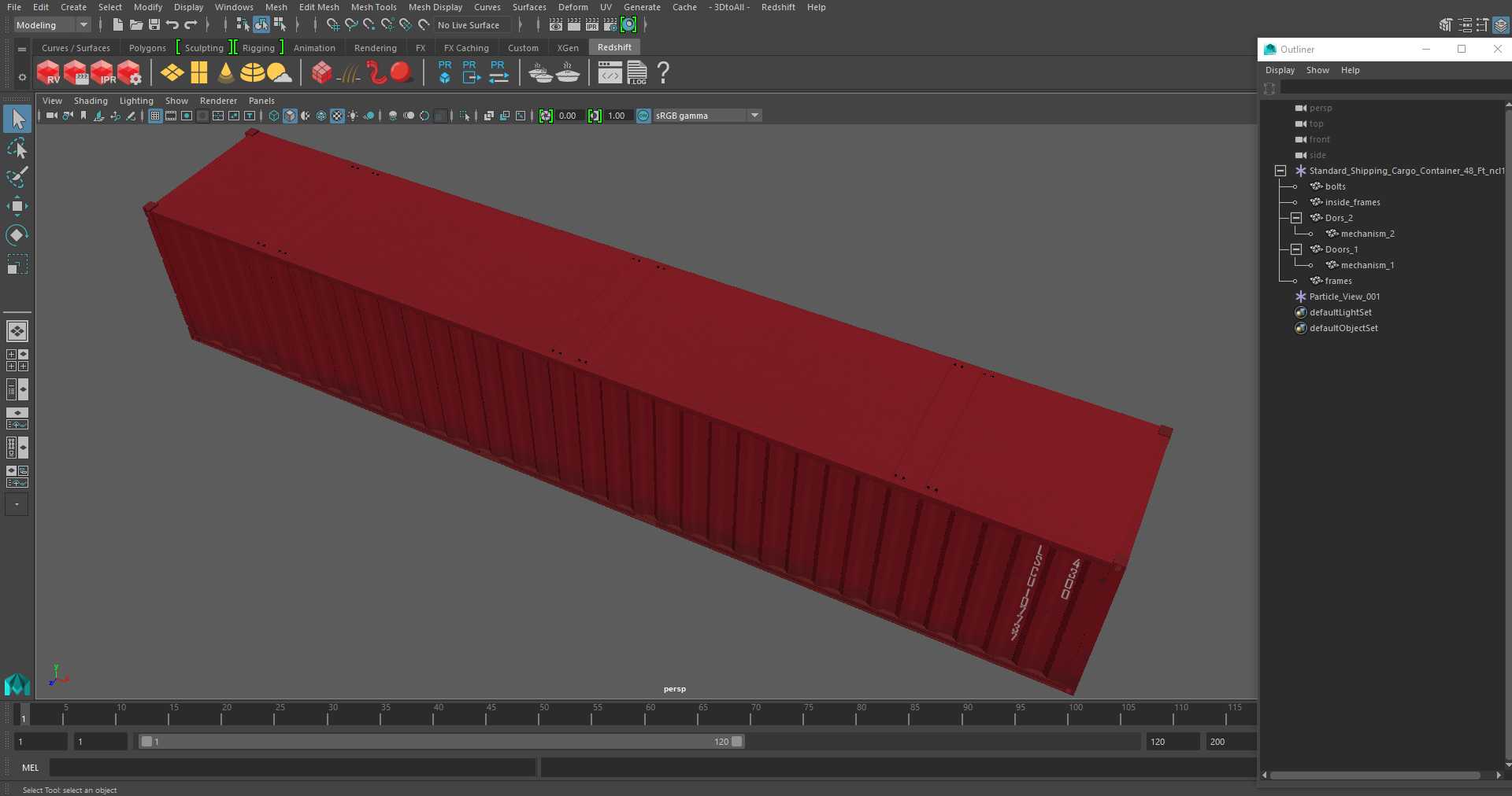 Standard Shipping Cargo Container 48 Ft 3D model