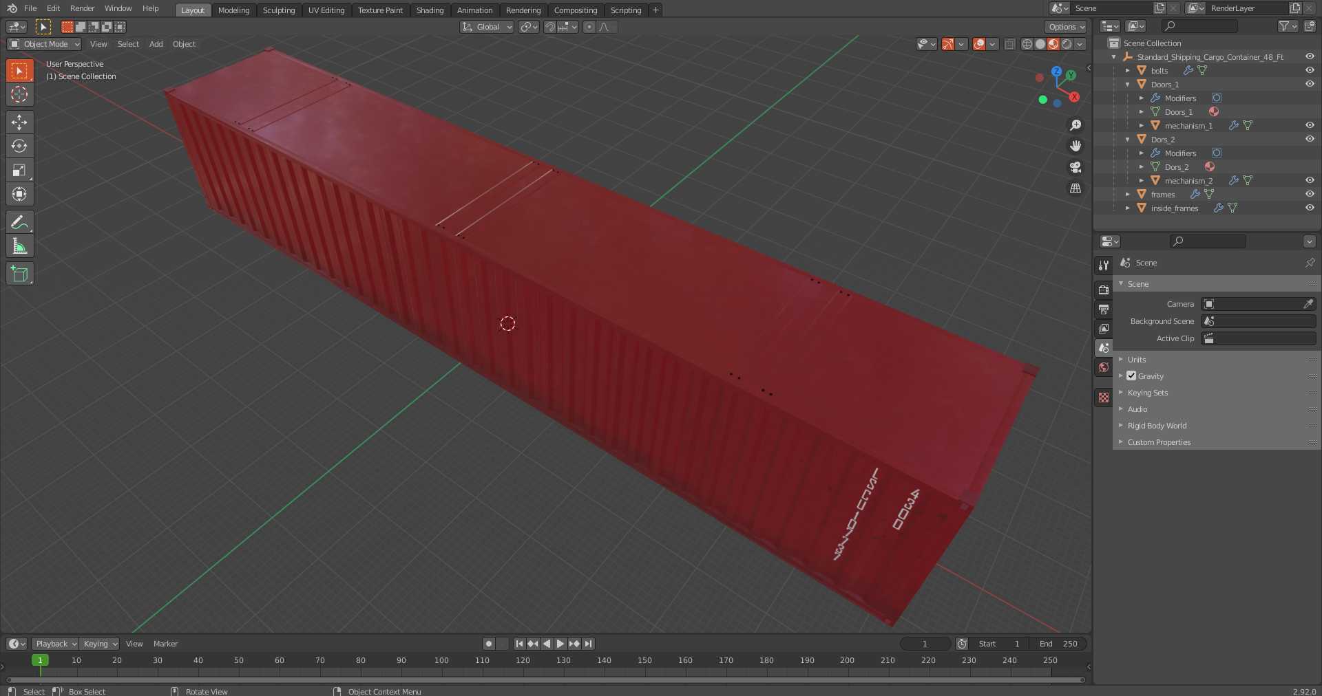 Standard Shipping Cargo Container 48 Ft 3D model