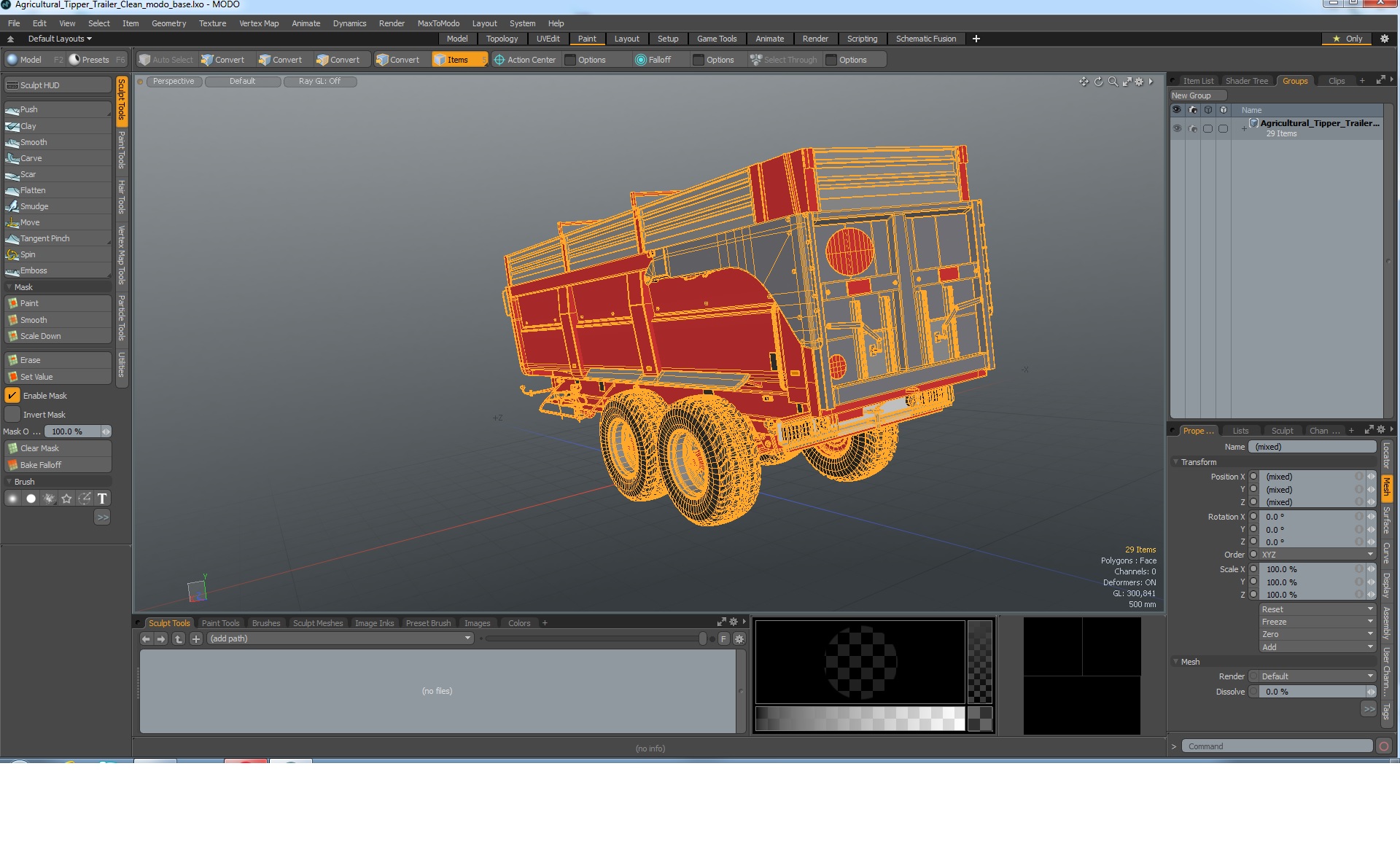 3D Agricultural Tipper Trailer Clean model