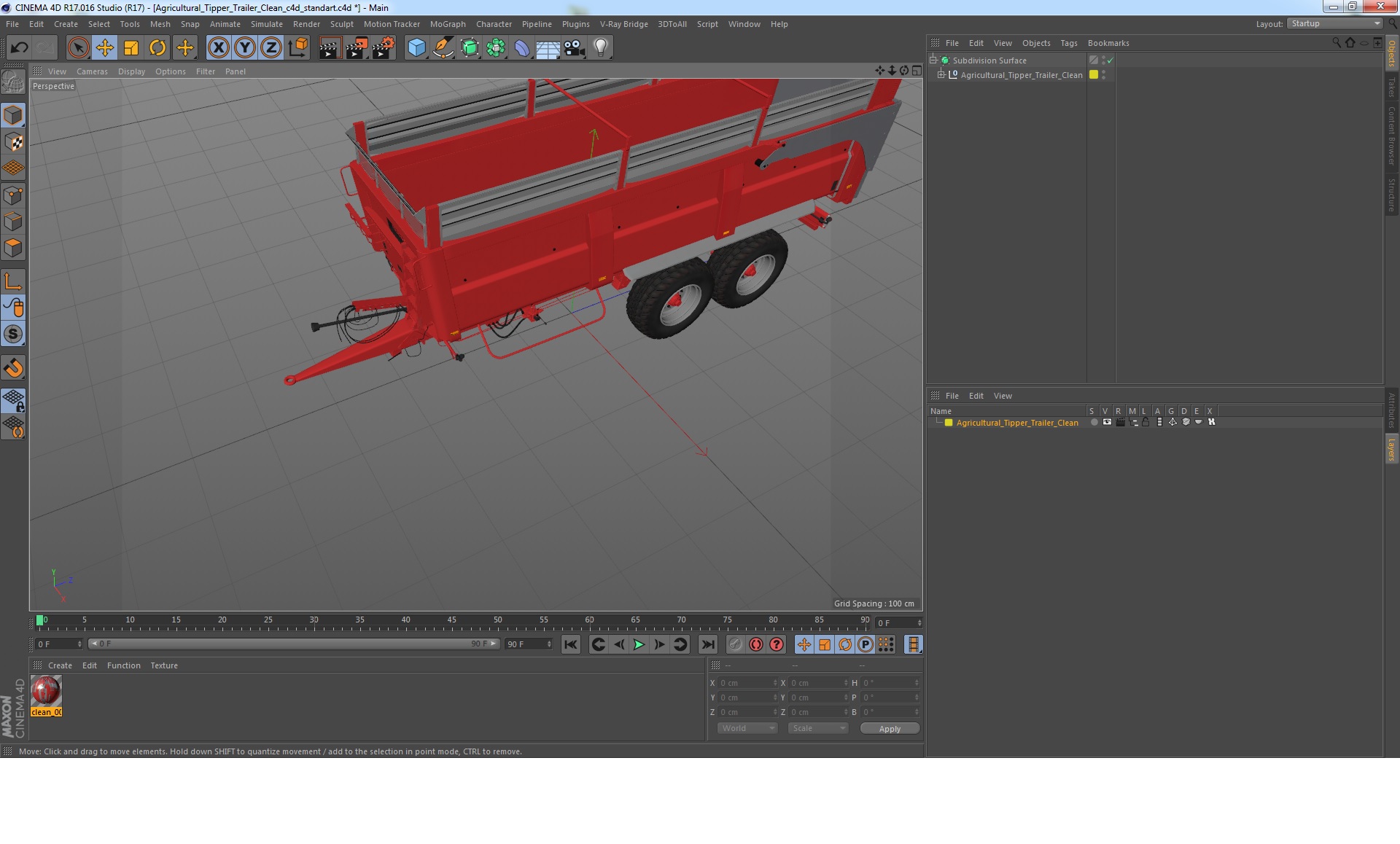 3D Agricultural Tipper Trailer Clean model