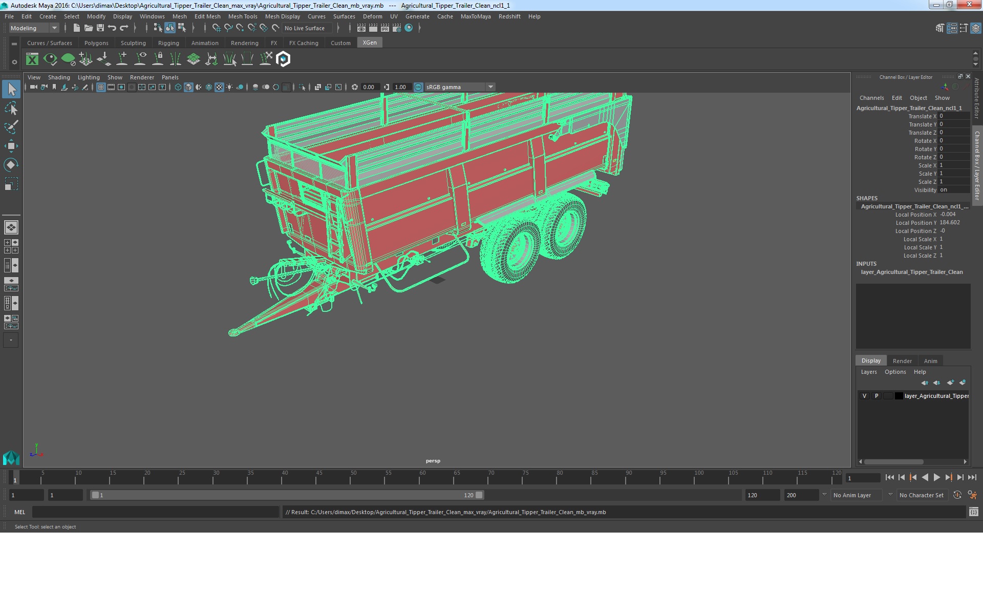 3D Agricultural Tipper Trailer Clean model