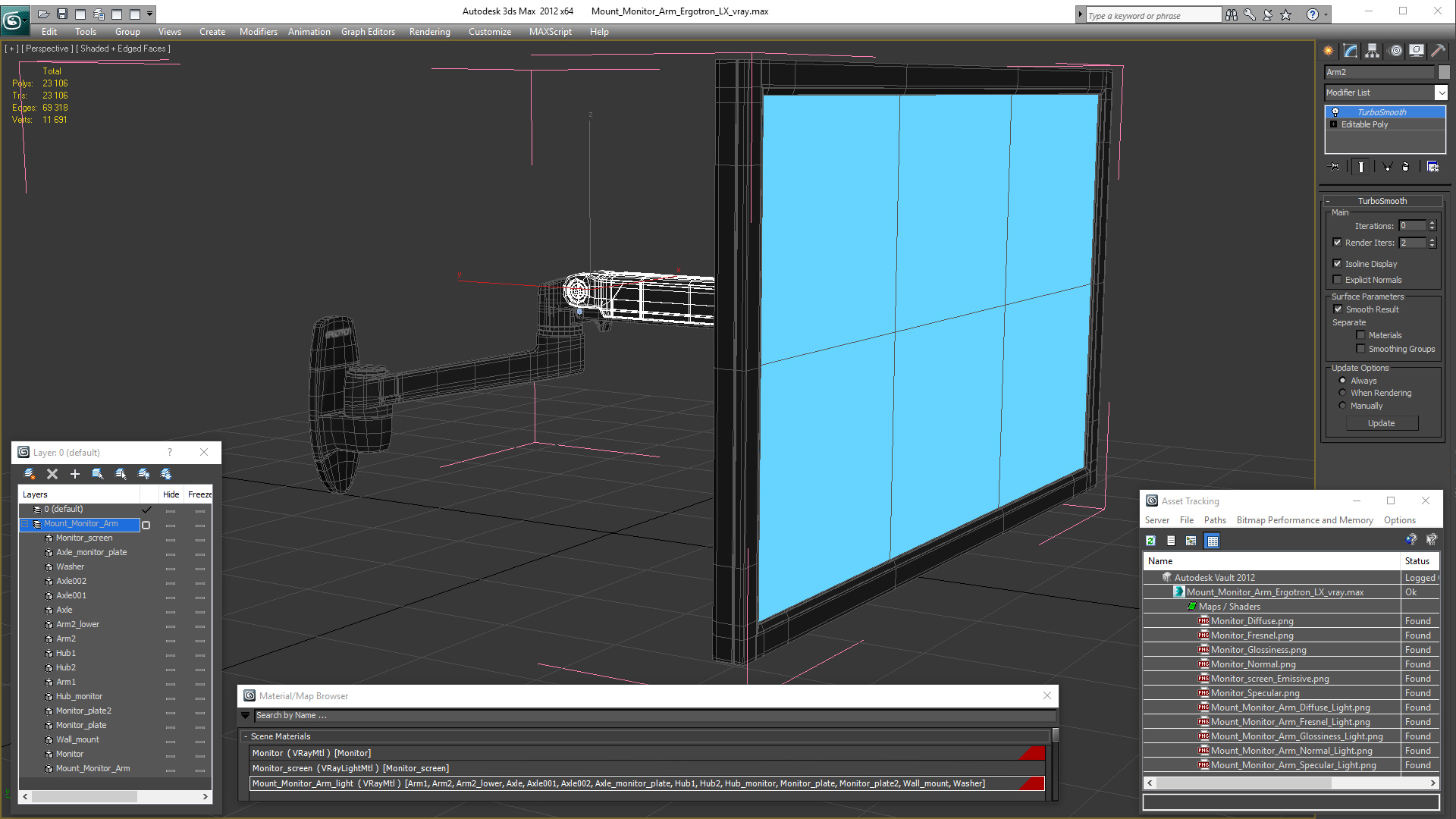 Mount Monitor Arm Ergotron LX 3D model