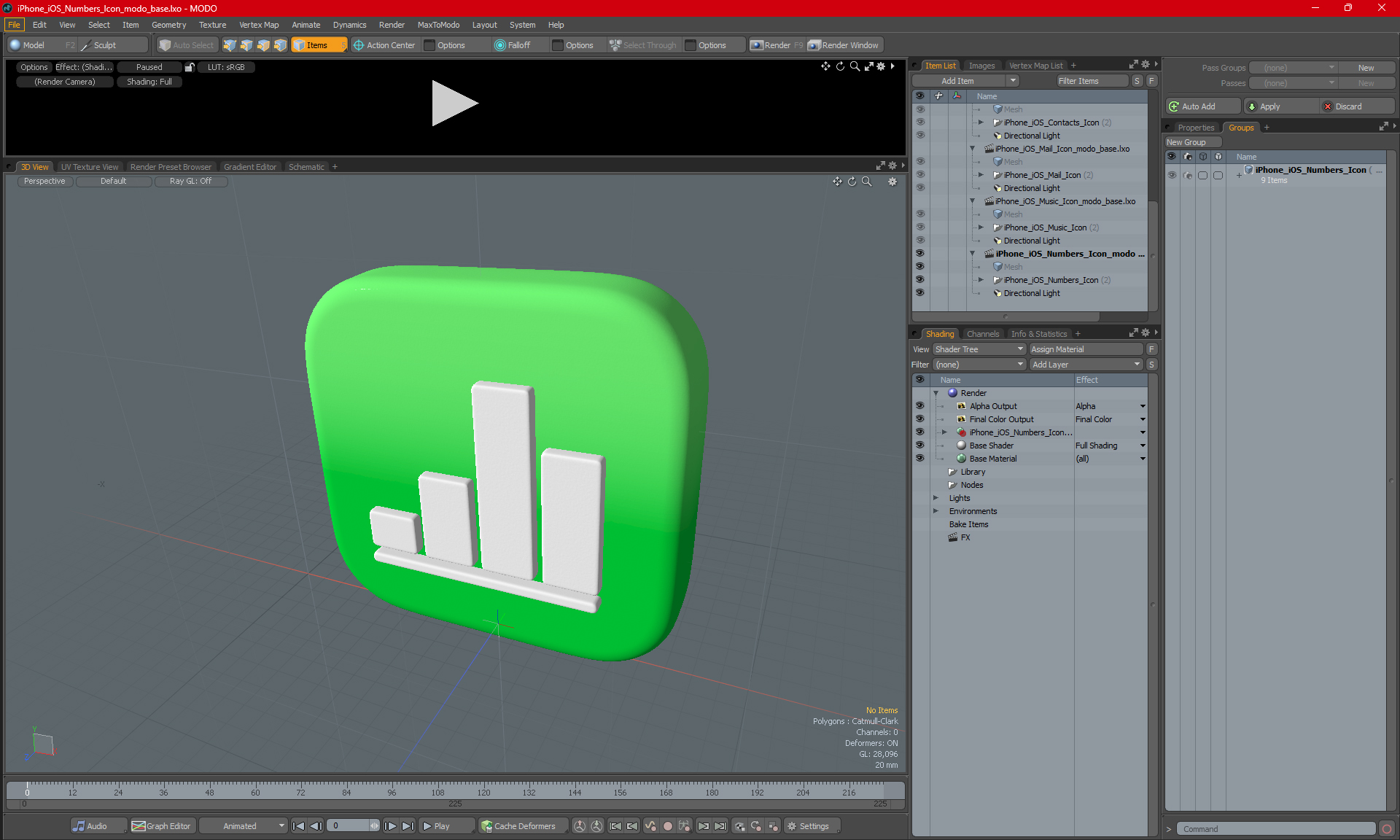3D iPhone iOS Numbers Icon model