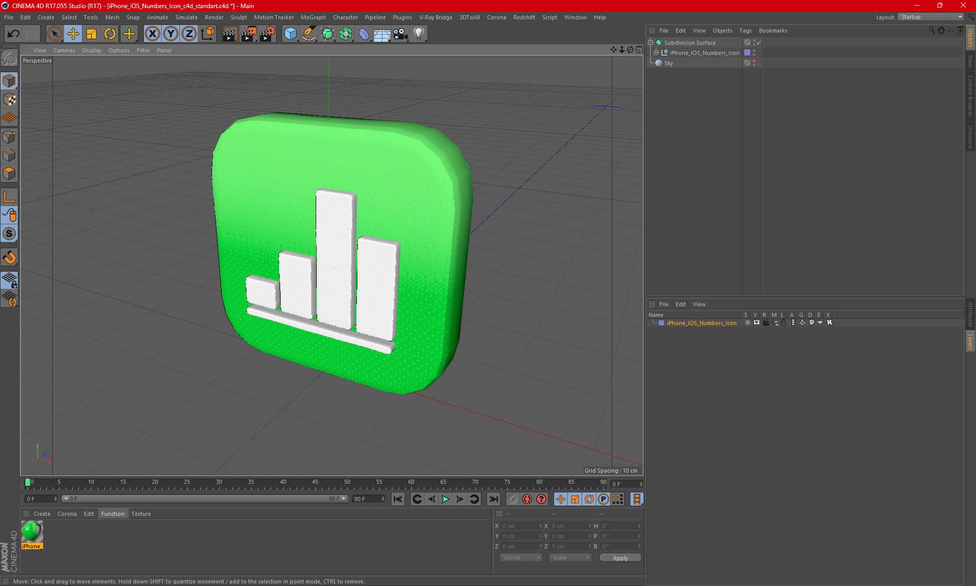 3D iPhone iOS Numbers Icon model