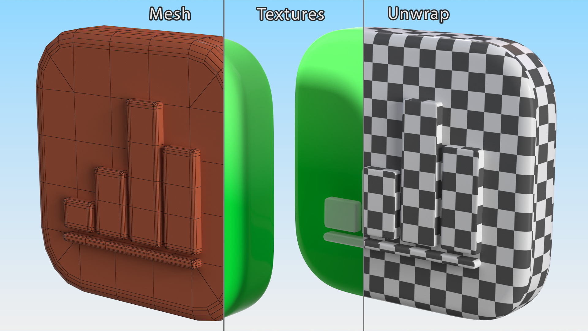 3D iPhone iOS Numbers Icon model