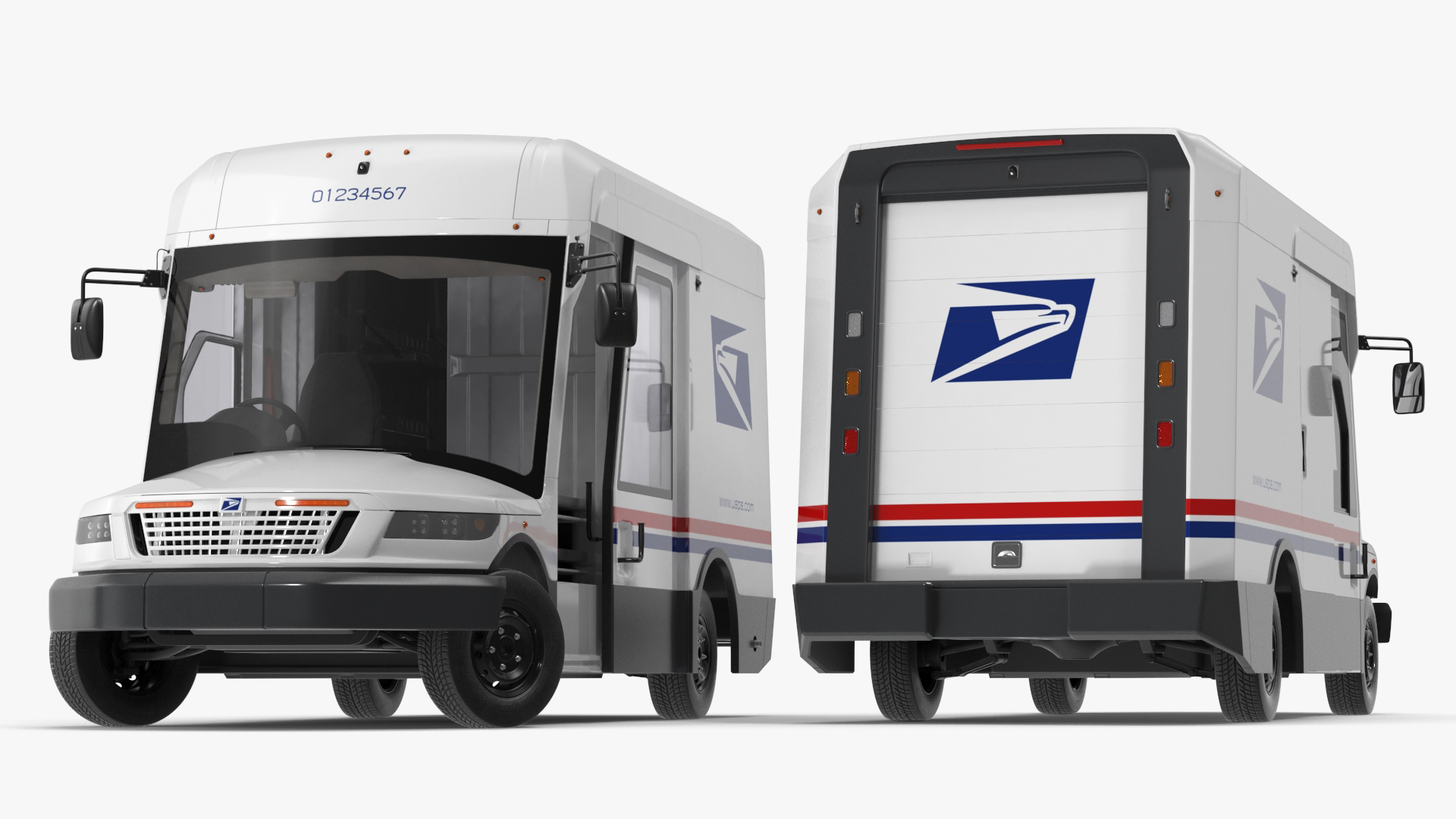 3D US Mail Truck Next Generation Rigged