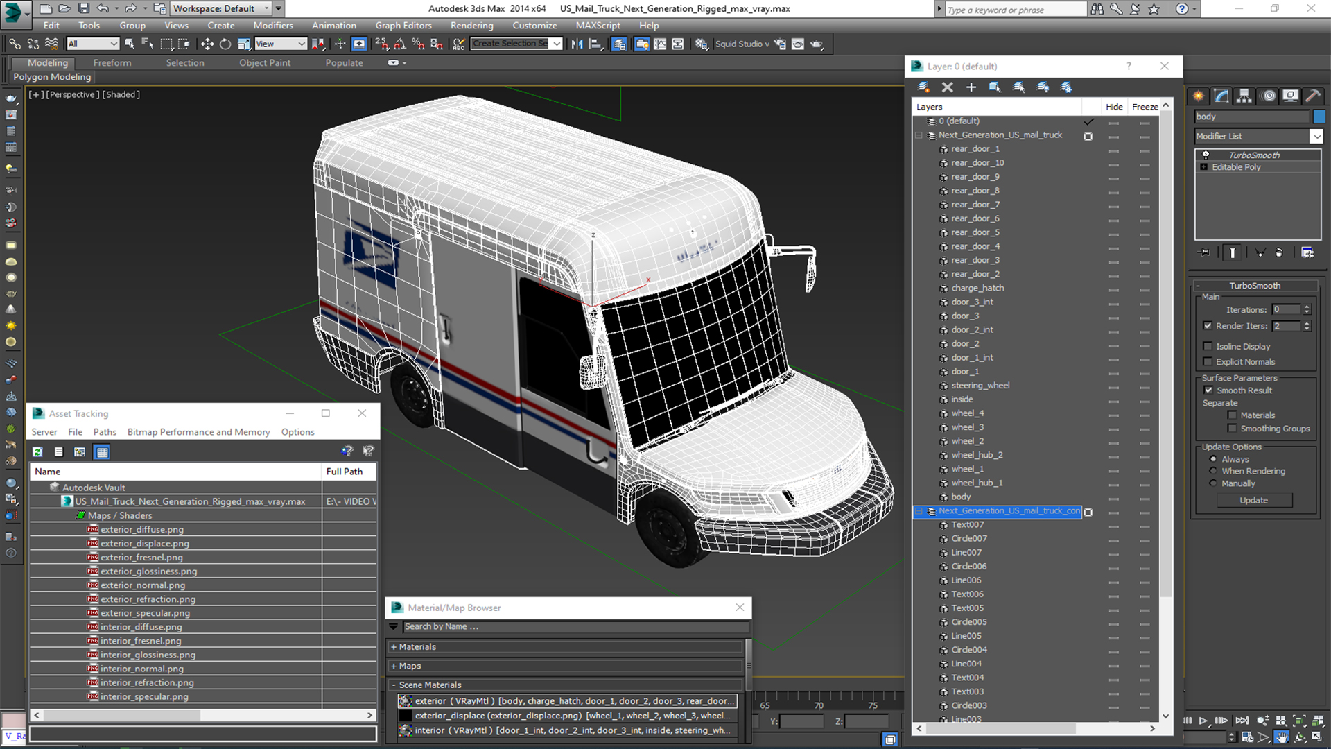 3D US Mail Truck Next Generation Rigged