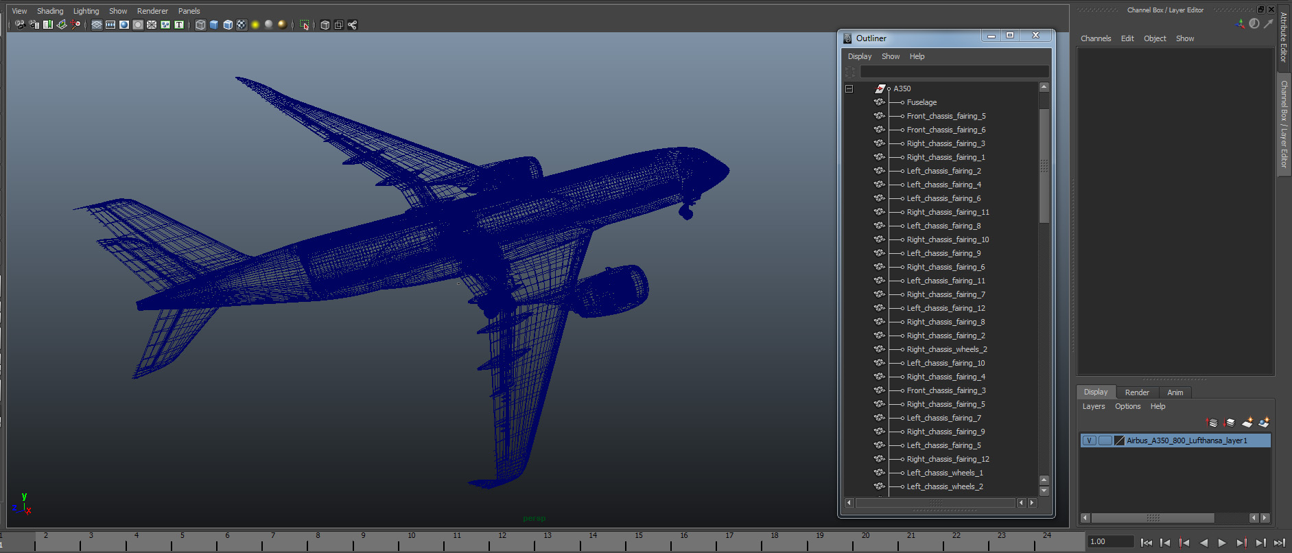 3D model Airbus A350 800 Lufthansa