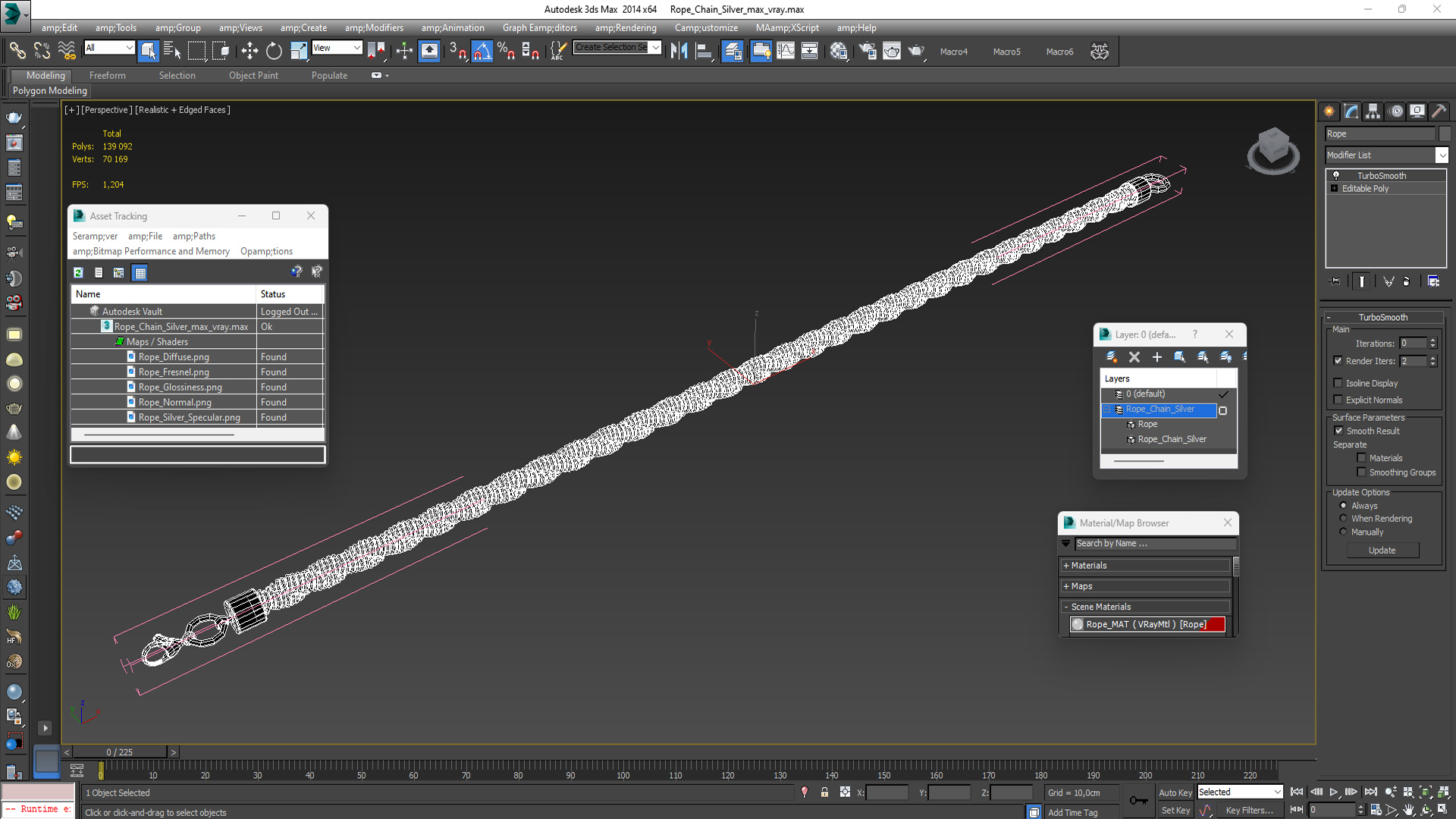 Rope Chain Silver 3D