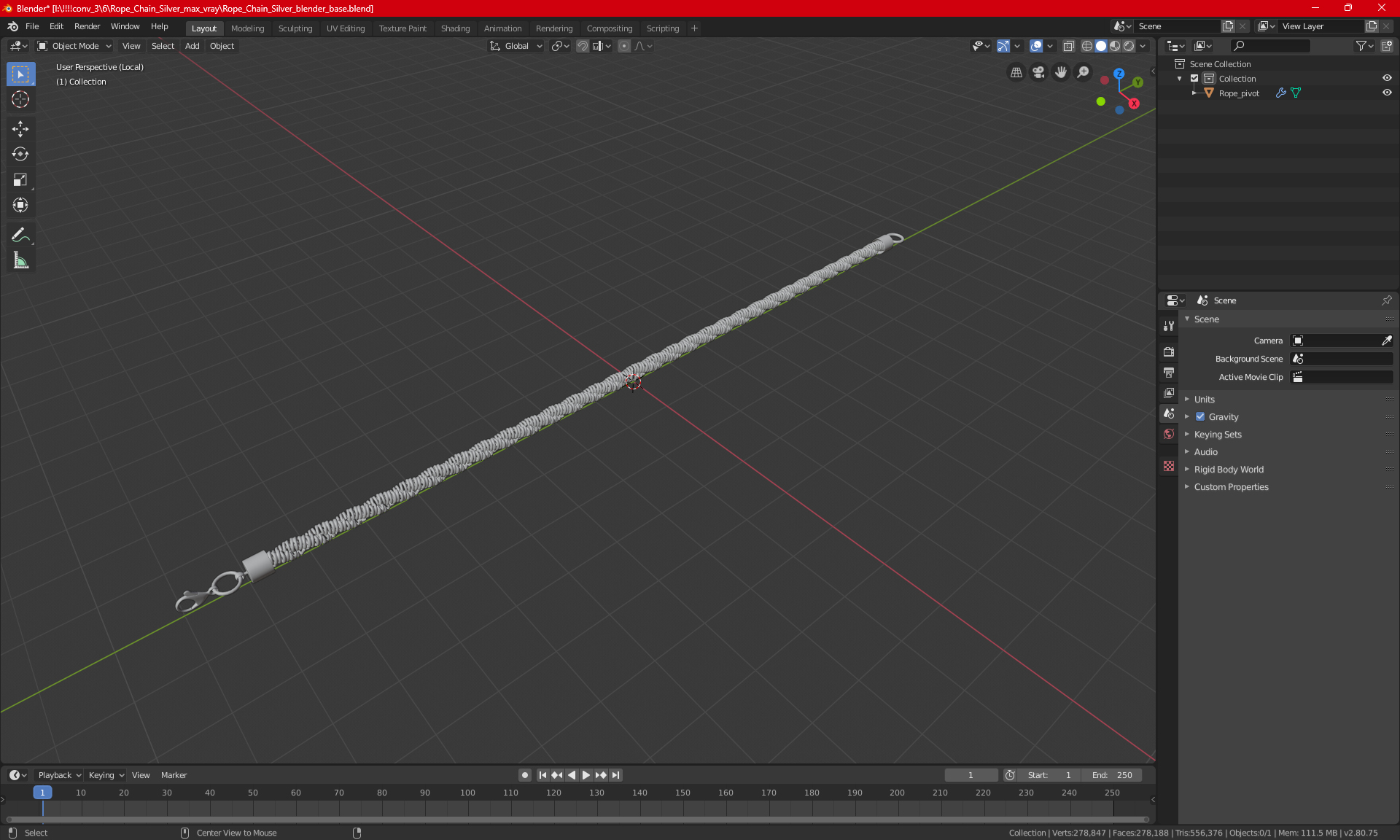 Rope Chain Silver 3D