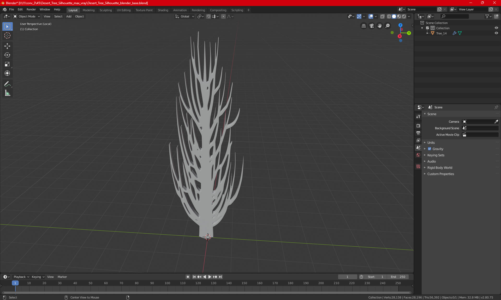 Desert Tree Silhouette 3D