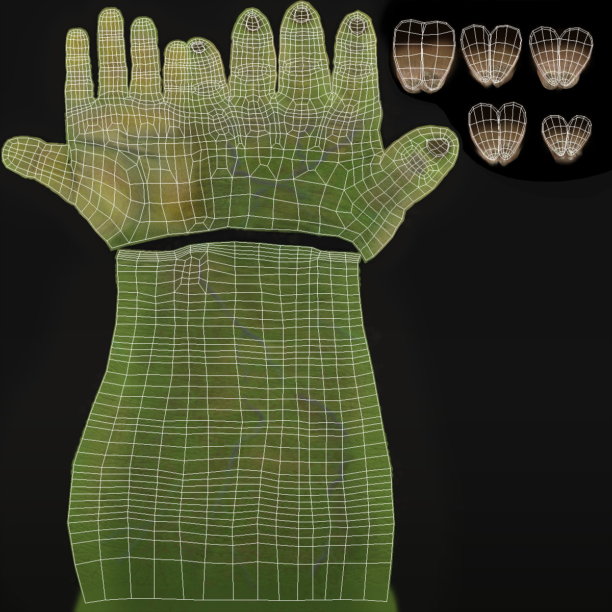 Handshake Green Goblin Hands Rigged for Cinema 4D 3D model