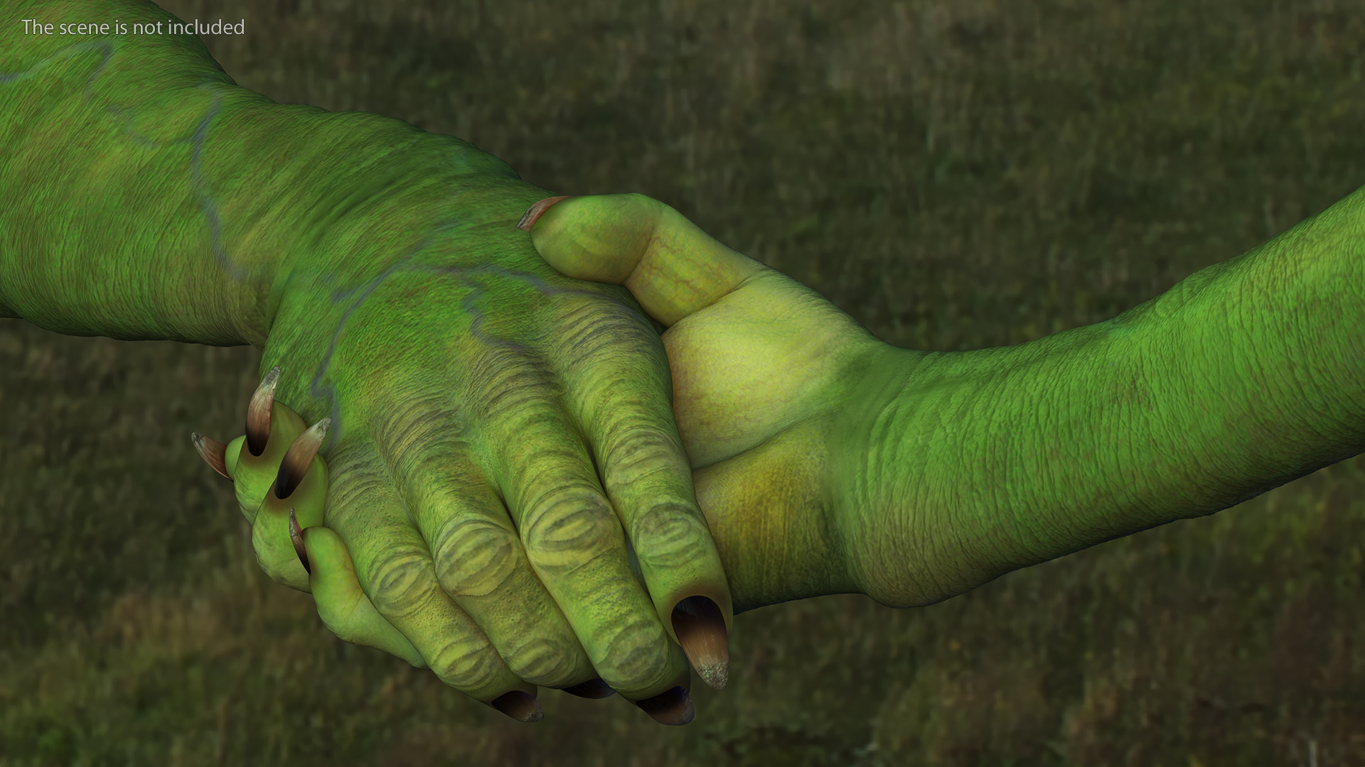 Handshake Green Goblin Hands Rigged for Cinema 4D 3D model