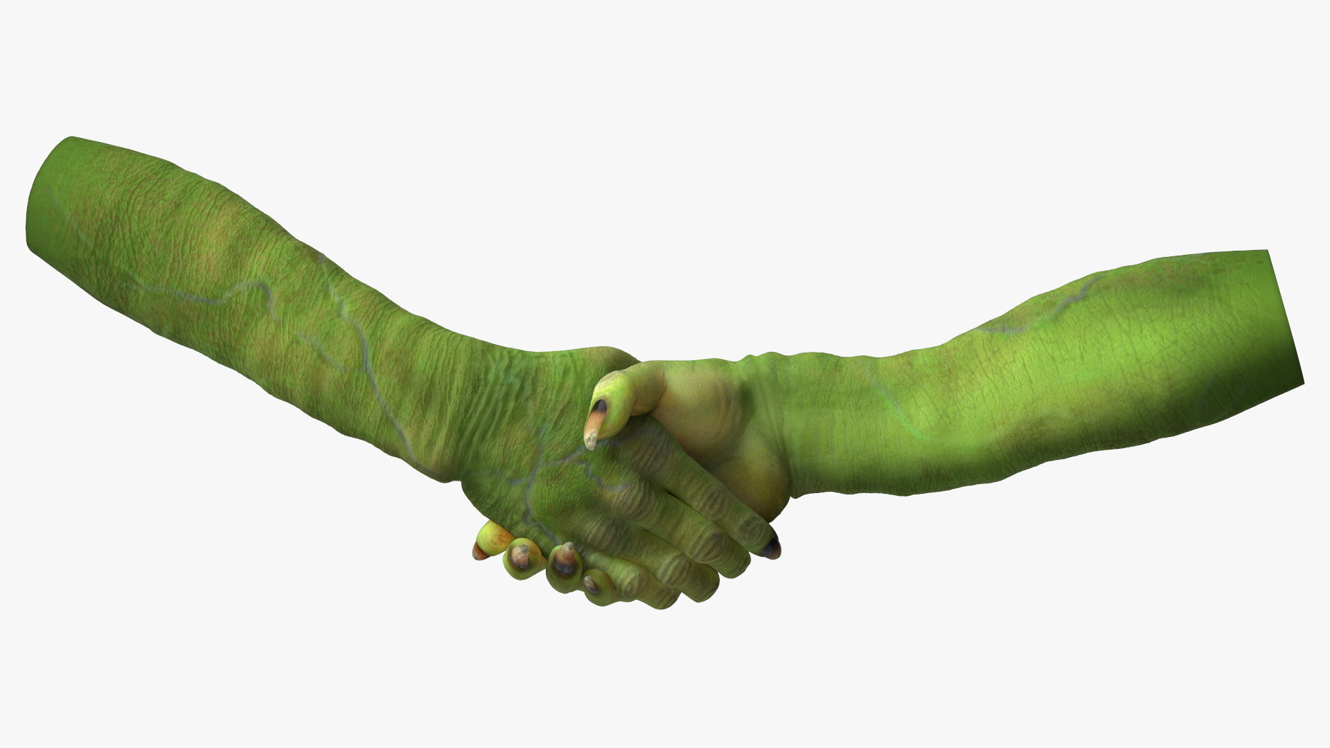 Handshake Green Goblin Hands Rigged for Cinema 4D 3D model