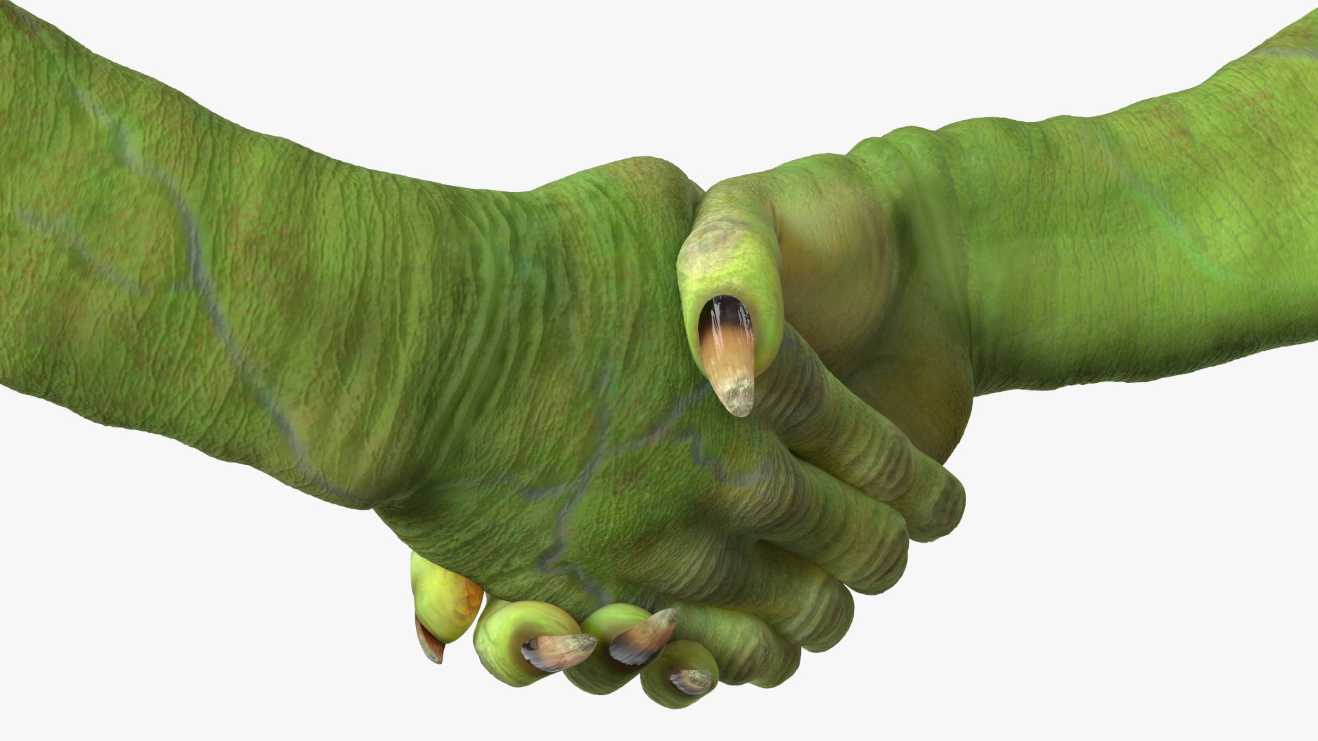 Handshake Green Goblin Hands Rigged for Cinema 4D 3D model