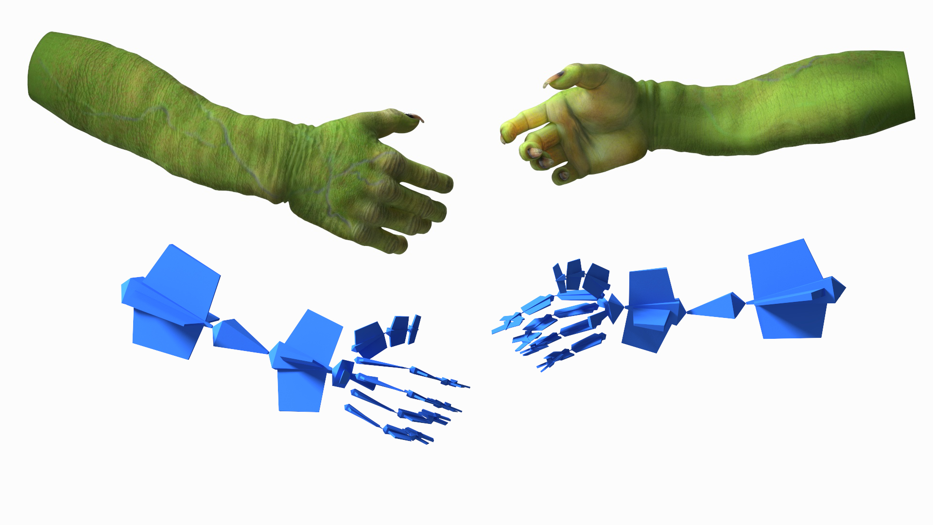 Handshake Green Goblin Hands Rigged for Cinema 4D 3D model