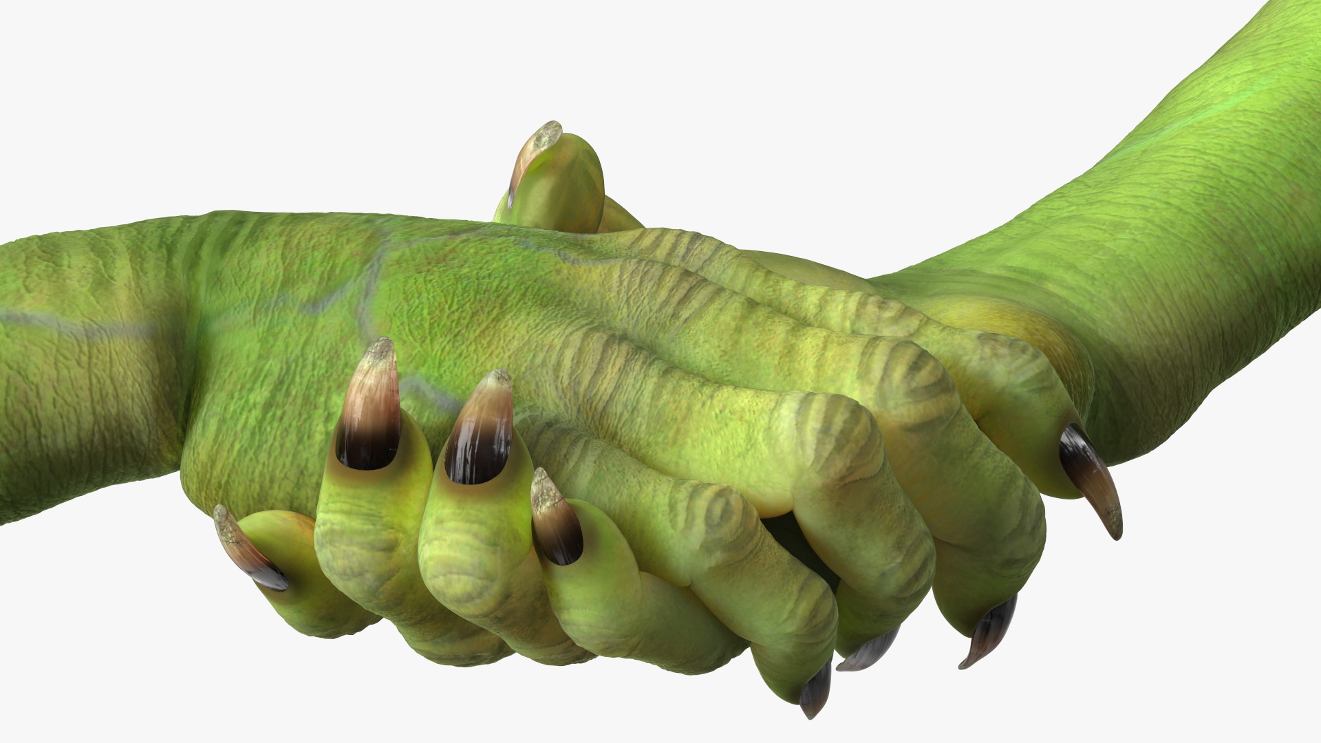 Handshake Green Goblin Hands Rigged for Cinema 4D 3D model