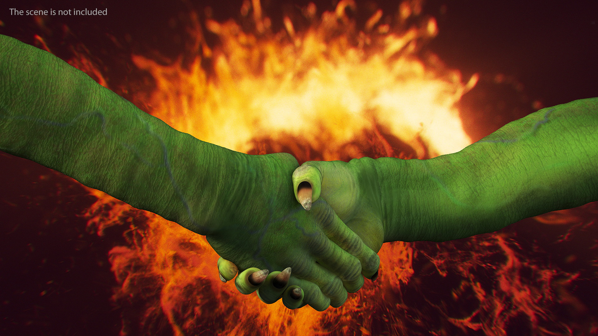 Handshake Green Goblin Hands Rigged for Cinema 4D 3D model