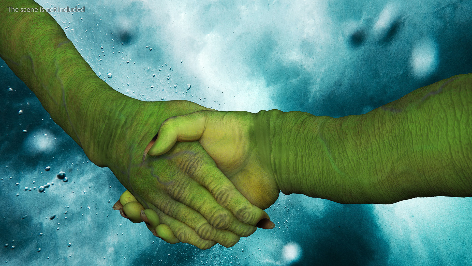Handshake Green Goblin Hands Rigged for Cinema 4D 3D model