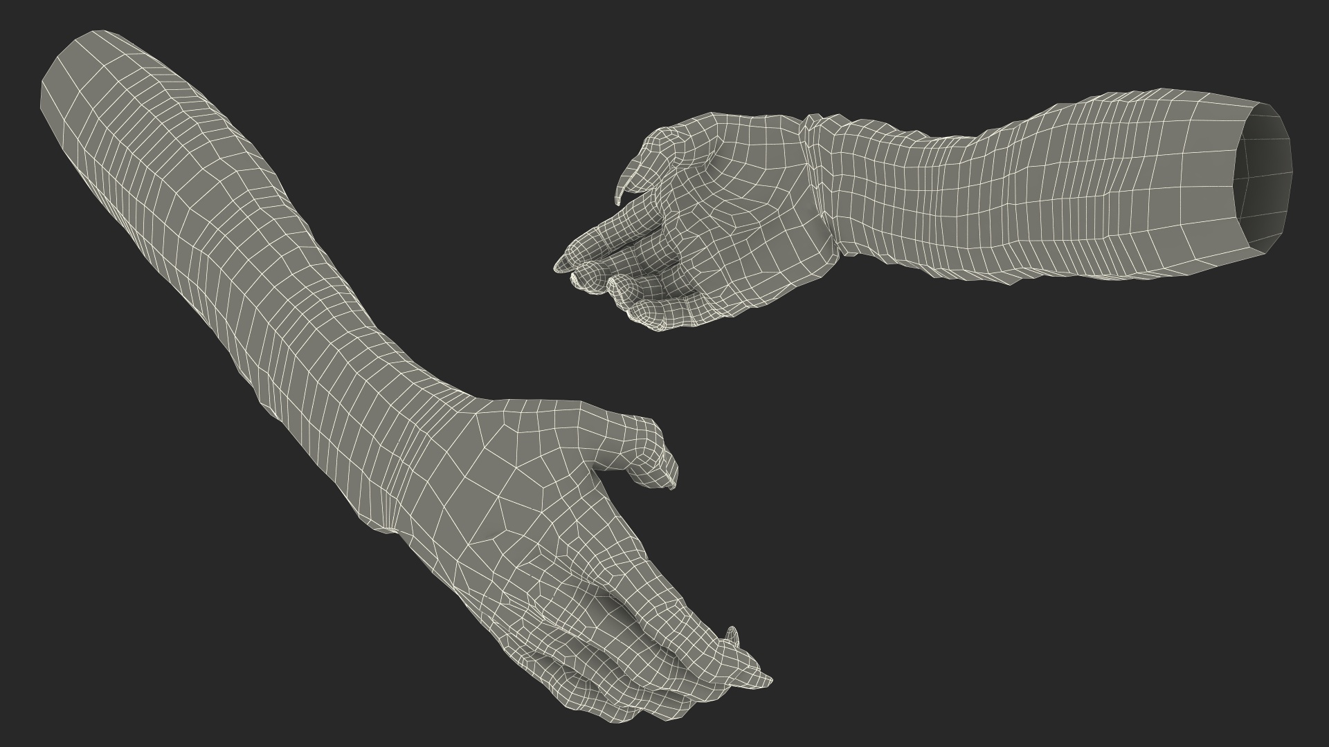 Handshake Green Goblin Hands Rigged for Cinema 4D 3D model