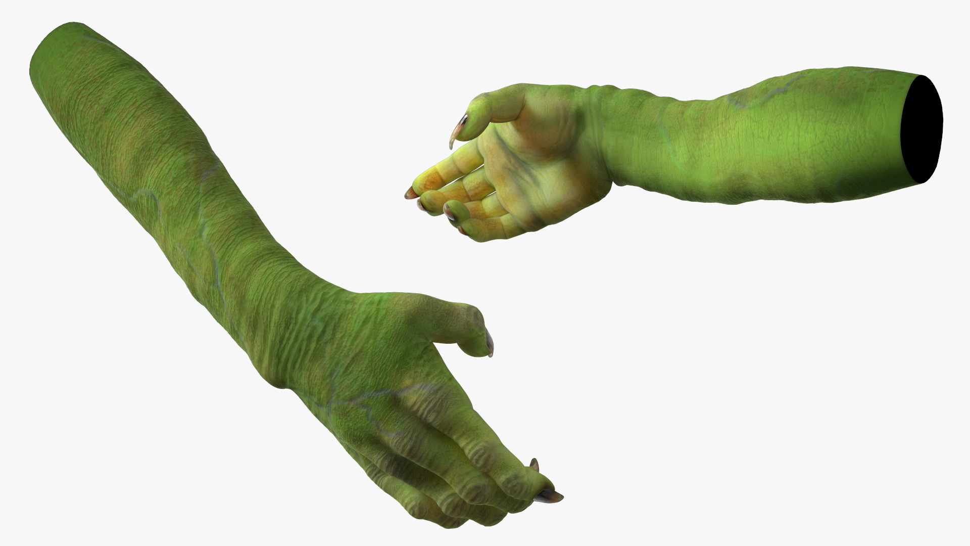 Handshake Green Goblin Hands Rigged for Cinema 4D 3D model