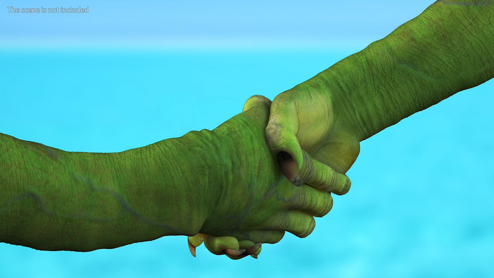 Handshake Green Goblin Hands Rigged for Cinema 4D 3D model
