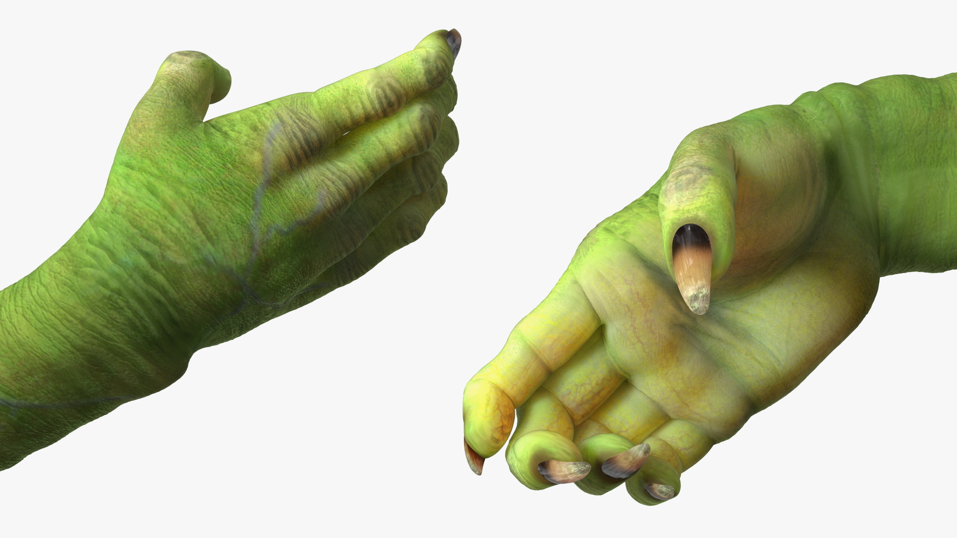 Handshake Green Goblin Hands Rigged for Cinema 4D 3D model