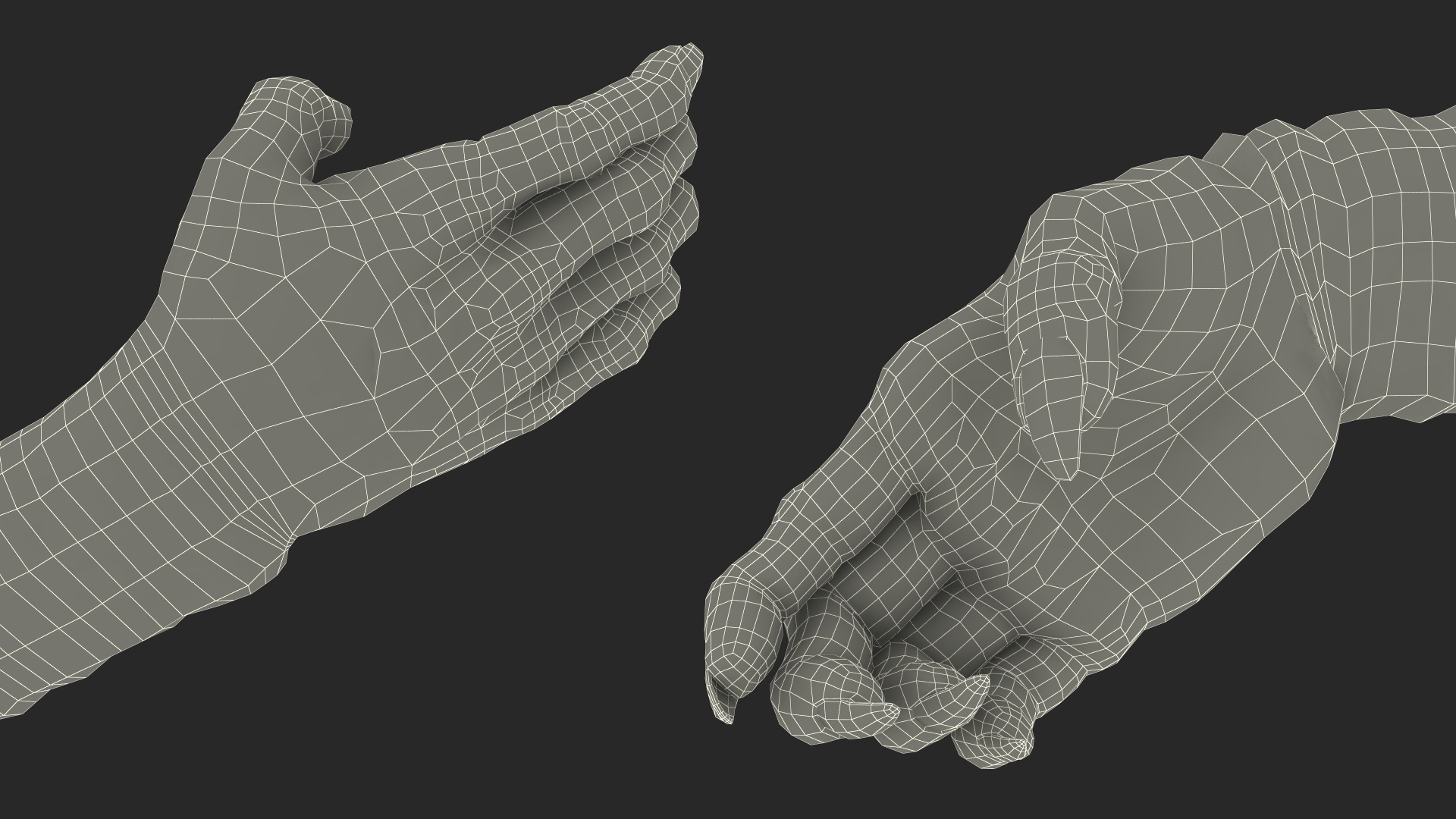 Handshake Green Goblin Hands Rigged for Cinema 4D 3D model