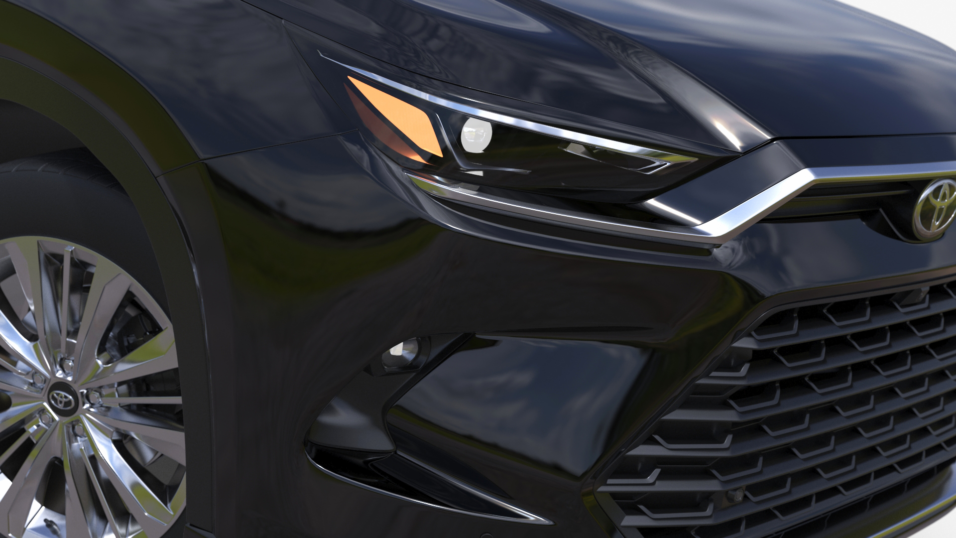 3D Toyota Grand Highlander 2024 Black Rigged