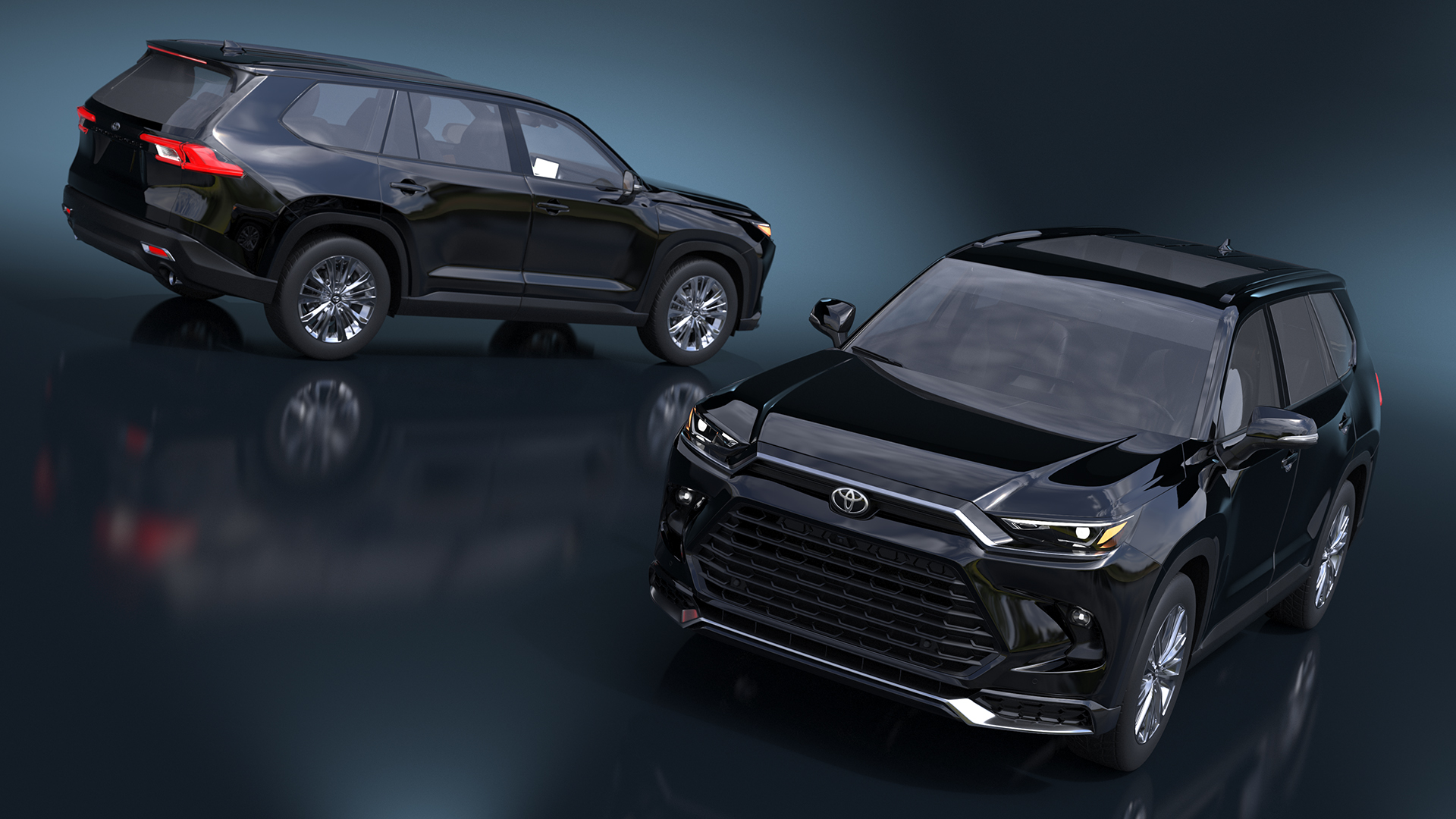 3D Toyota Grand Highlander 2024 Black Rigged