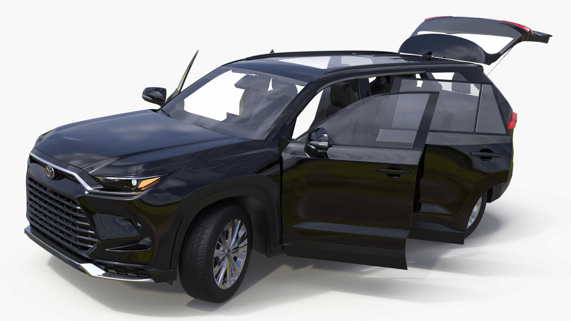 3D Toyota Grand Highlander 2024 Black Rigged