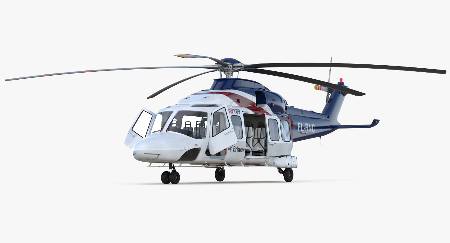 Corporate Transport Helicopter Agusta Westland AW189 Rigged 3D model