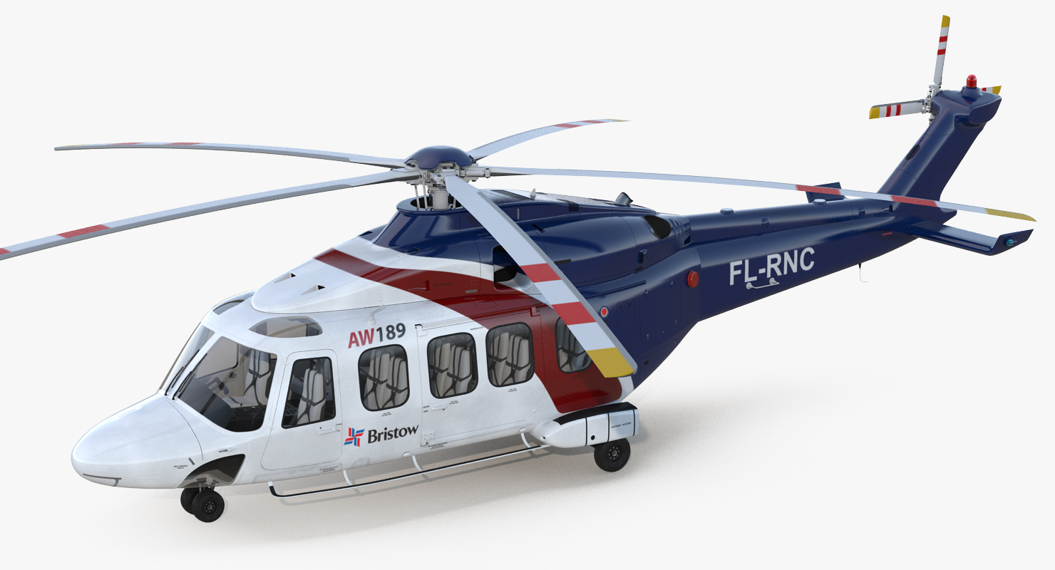 Corporate Transport Helicopter Agusta Westland AW189 Rigged 3D model