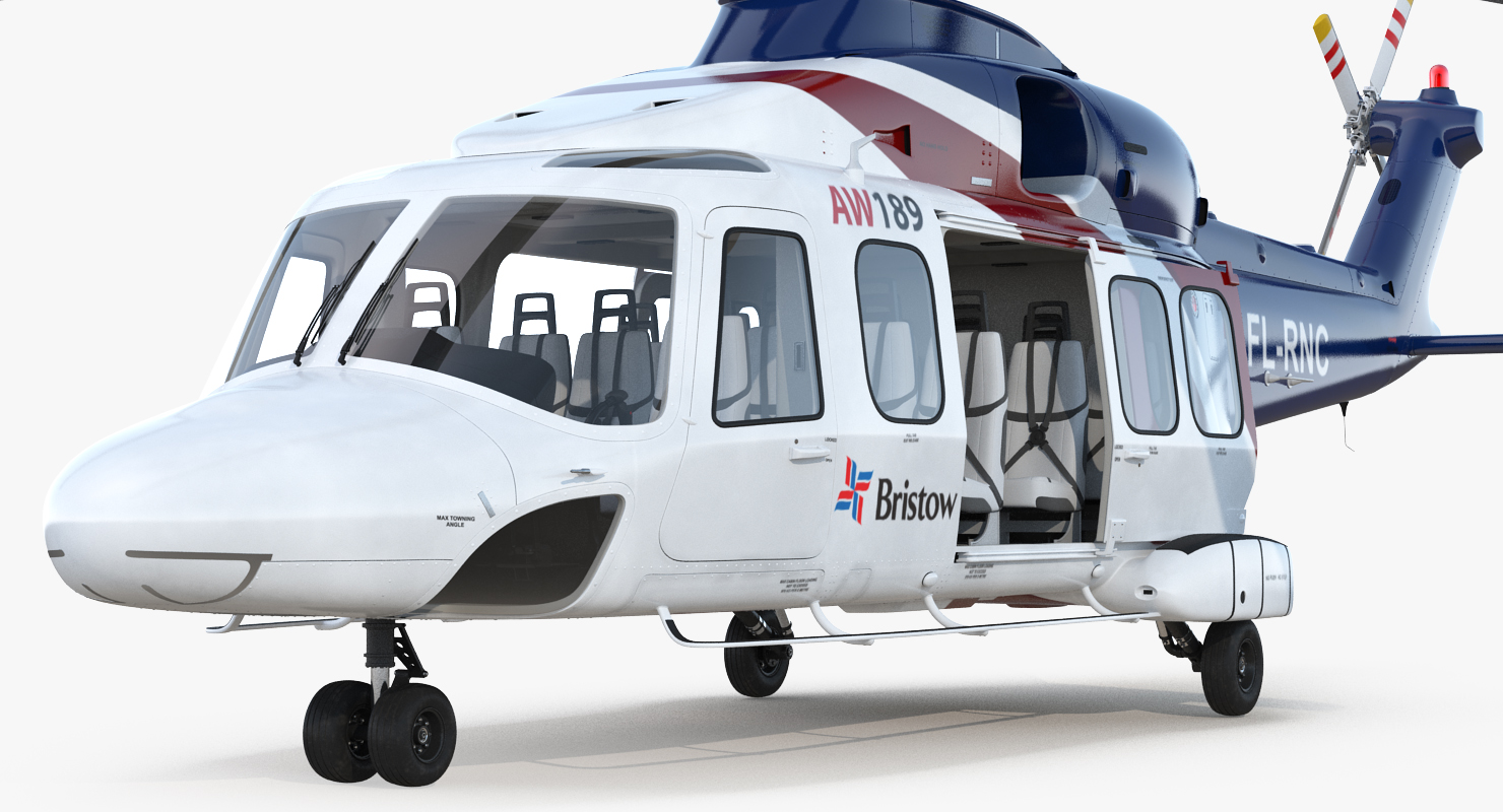 Corporate Transport Helicopter Agusta Westland AW189 Rigged 3D model